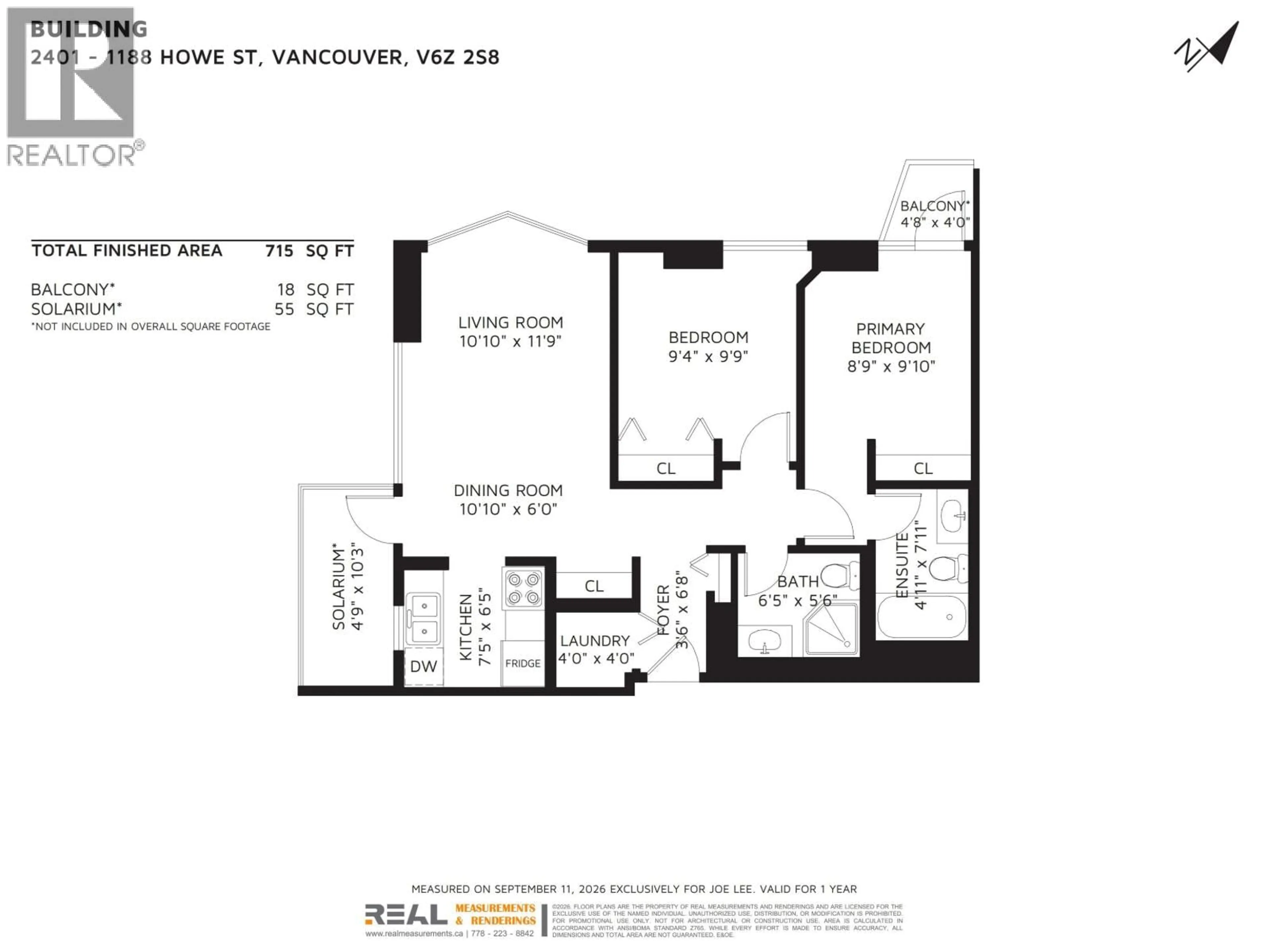 Floor plan for 2401 - 1188 HOWE STREET, Vancouver British Columbia V6Z2S8