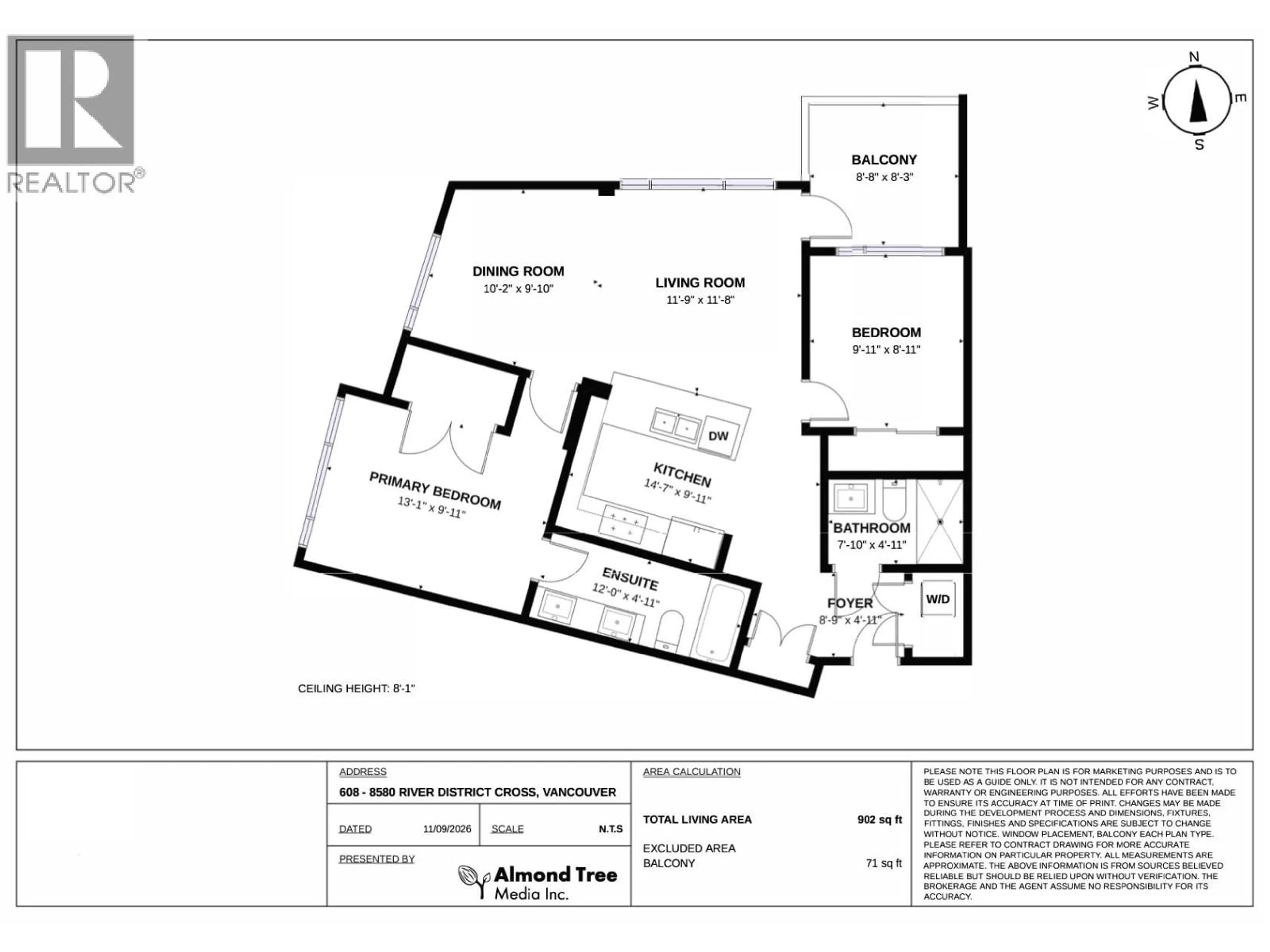 Floor plan for 608 - 8580 RIVER DISTRICT CROSSING, Vancouver British Columbia V5S0B9