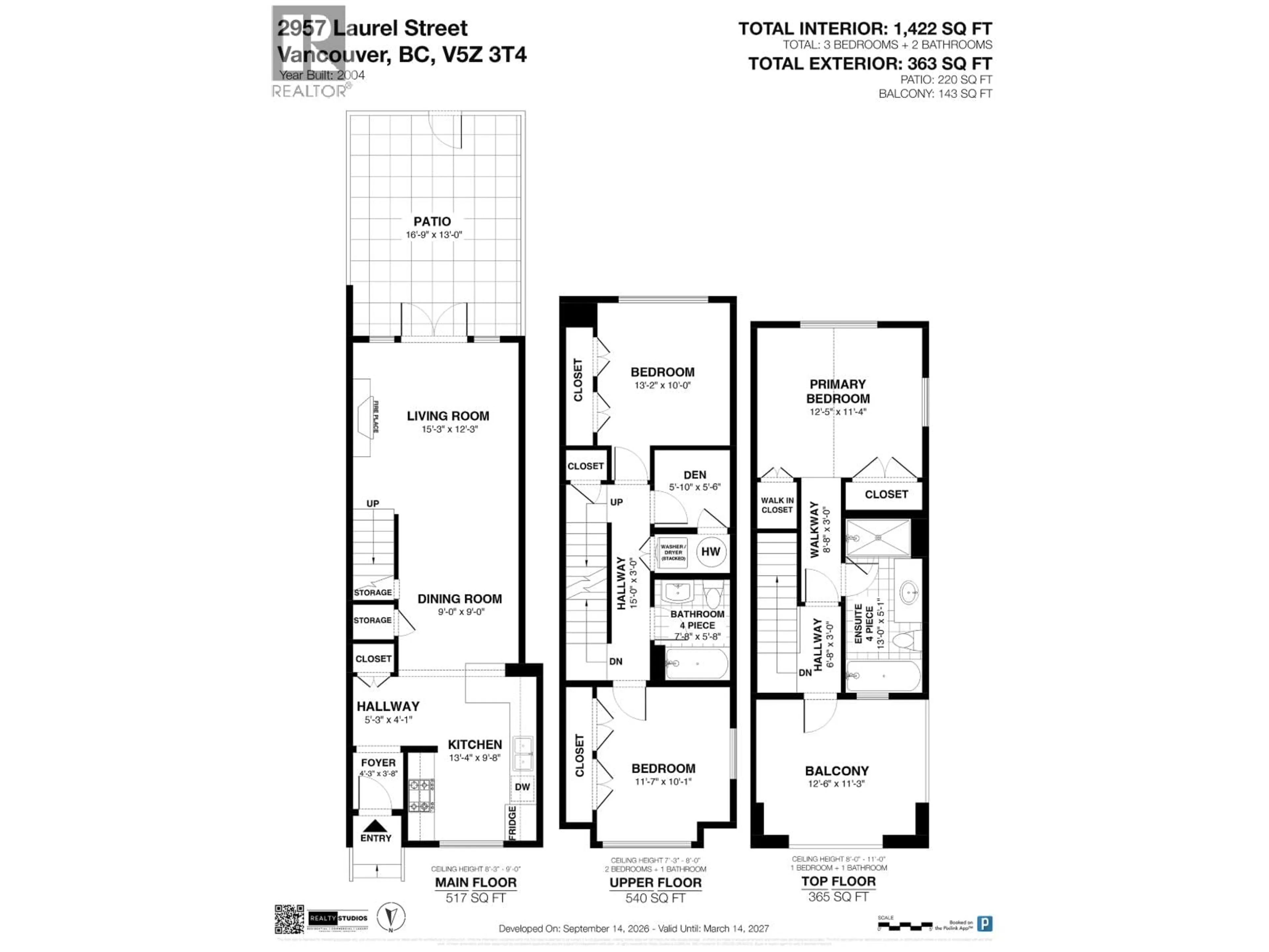 Floor plan for 2957 LAUREL STREET, Vancouver British Columbia V5Z3T4