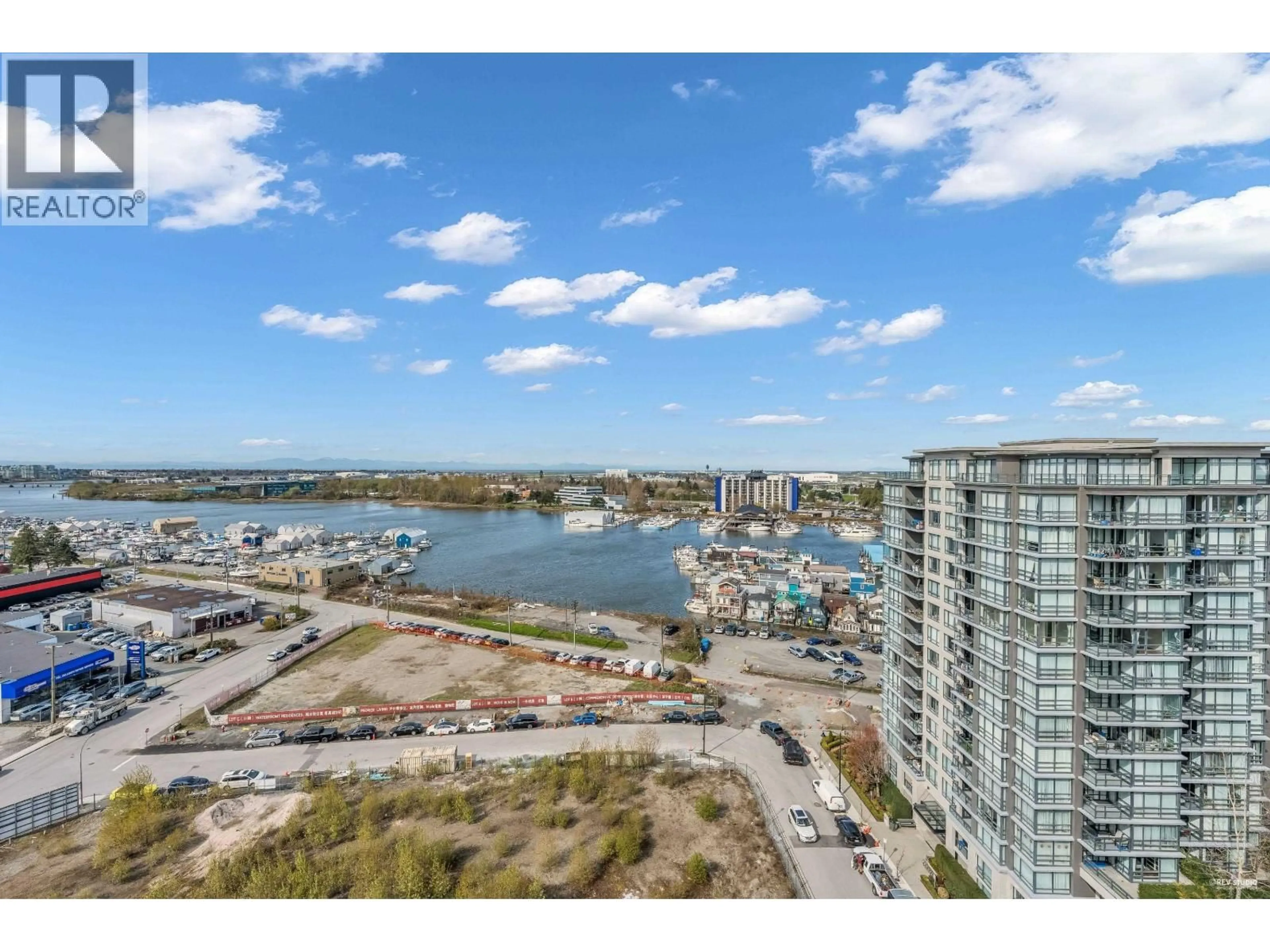 A pic from outside/outdoor area/front of a property/back of a property/a pic from drone, water/lake/river/ocean view for 1702 - 3280 CORVETTE WAY, Richmond British Columbia V6X0T9