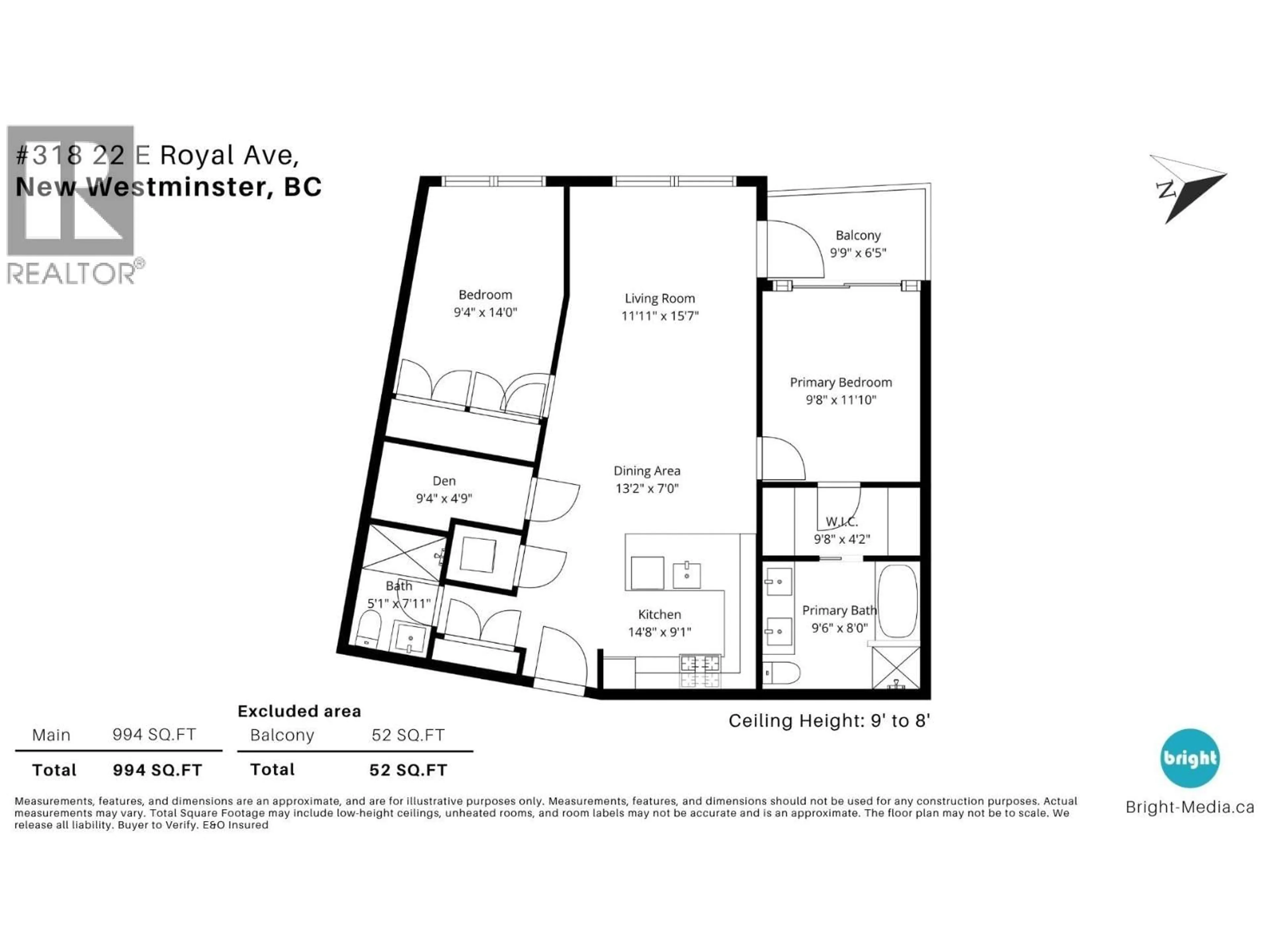 Floor plan for 318 - 22 ROYAL AVENUE, New Westminster British Columbia V3L0H1