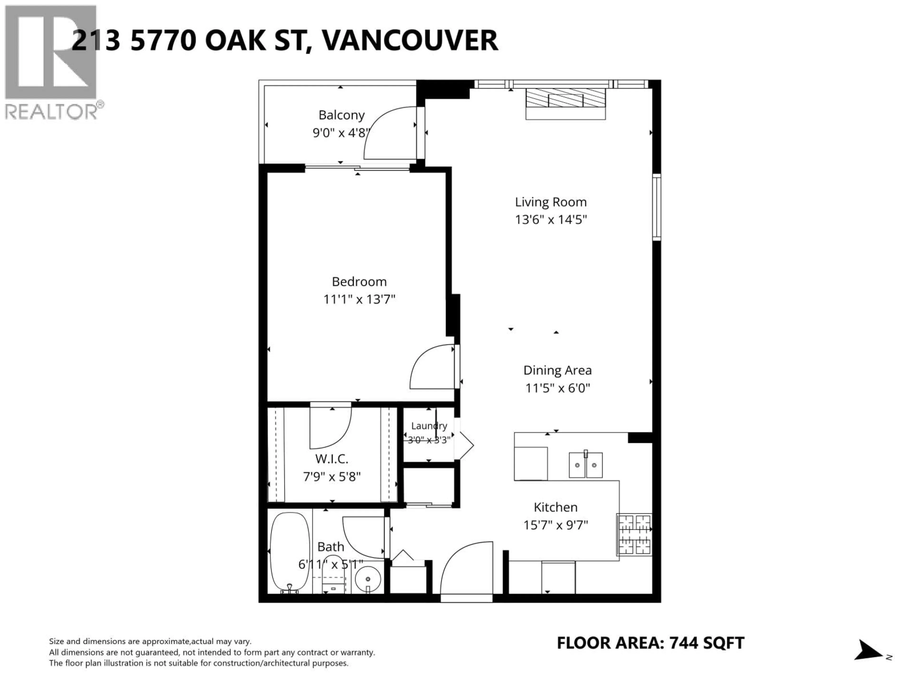Floor plan for 213 - 5770 OAK STREET, Vancouver British Columbia V6M4M5