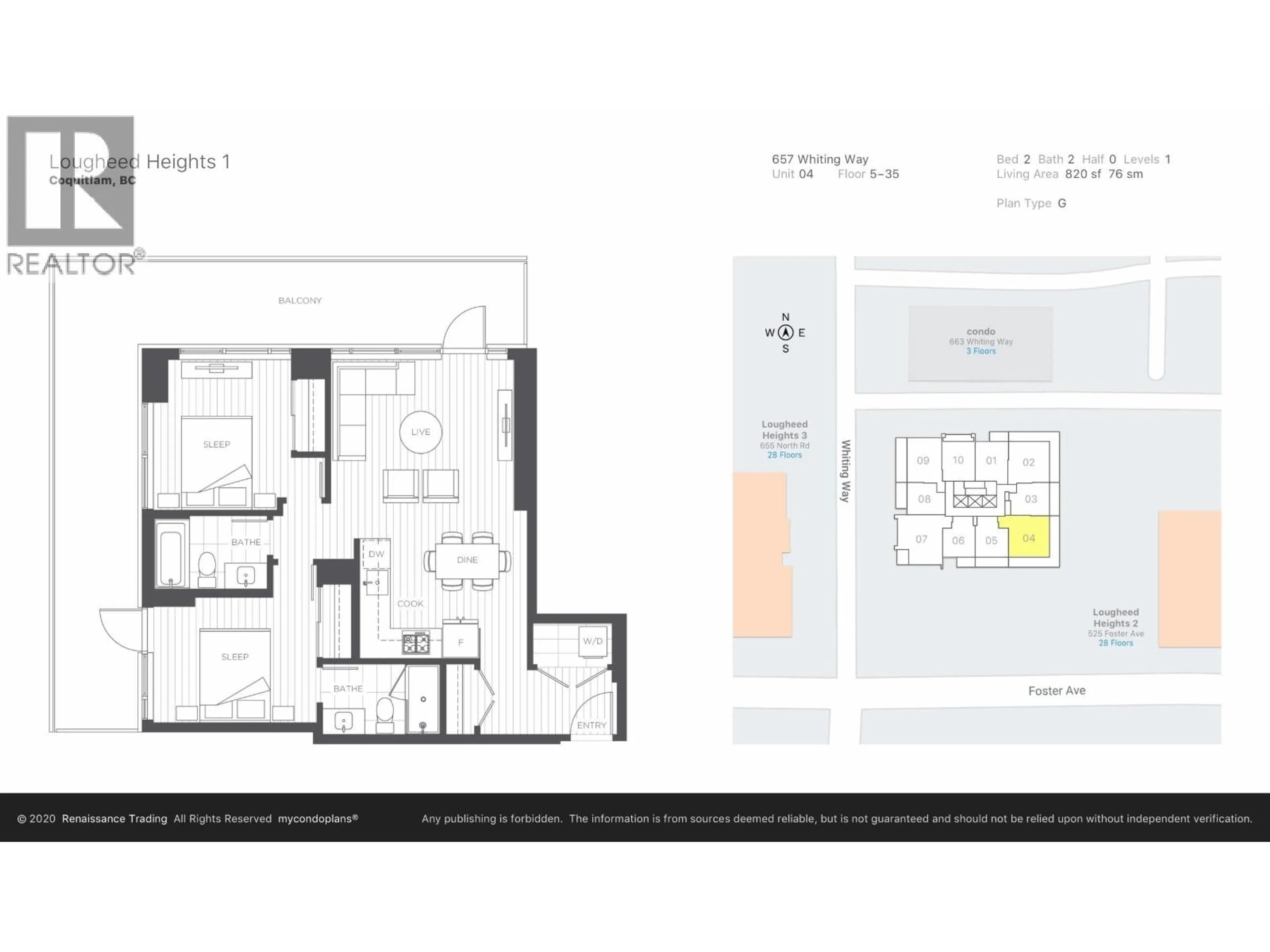 Floor plan for 3504 - 657 WHITING WAY, Coquitlam British Columbia V3J0J6