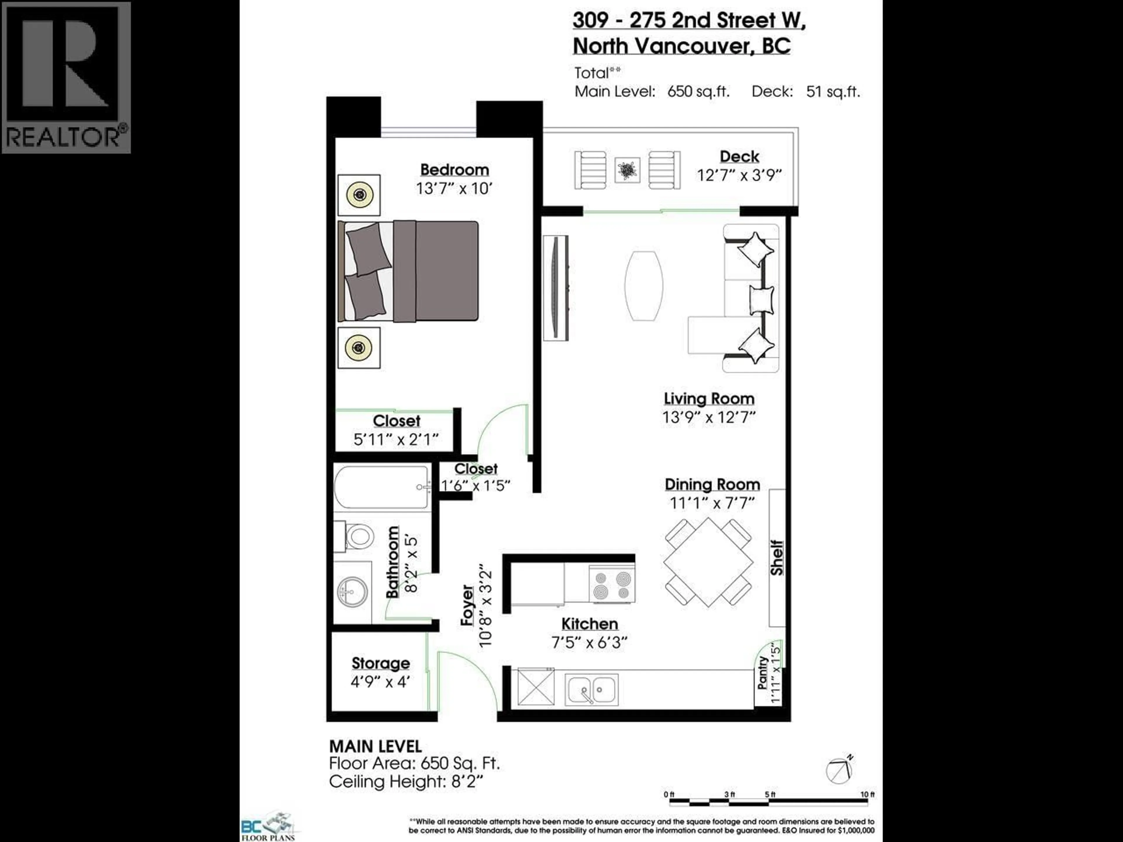 Floor plan for 309 - 275 2ND STREET, North Vancouver British Columbia V7M1C9