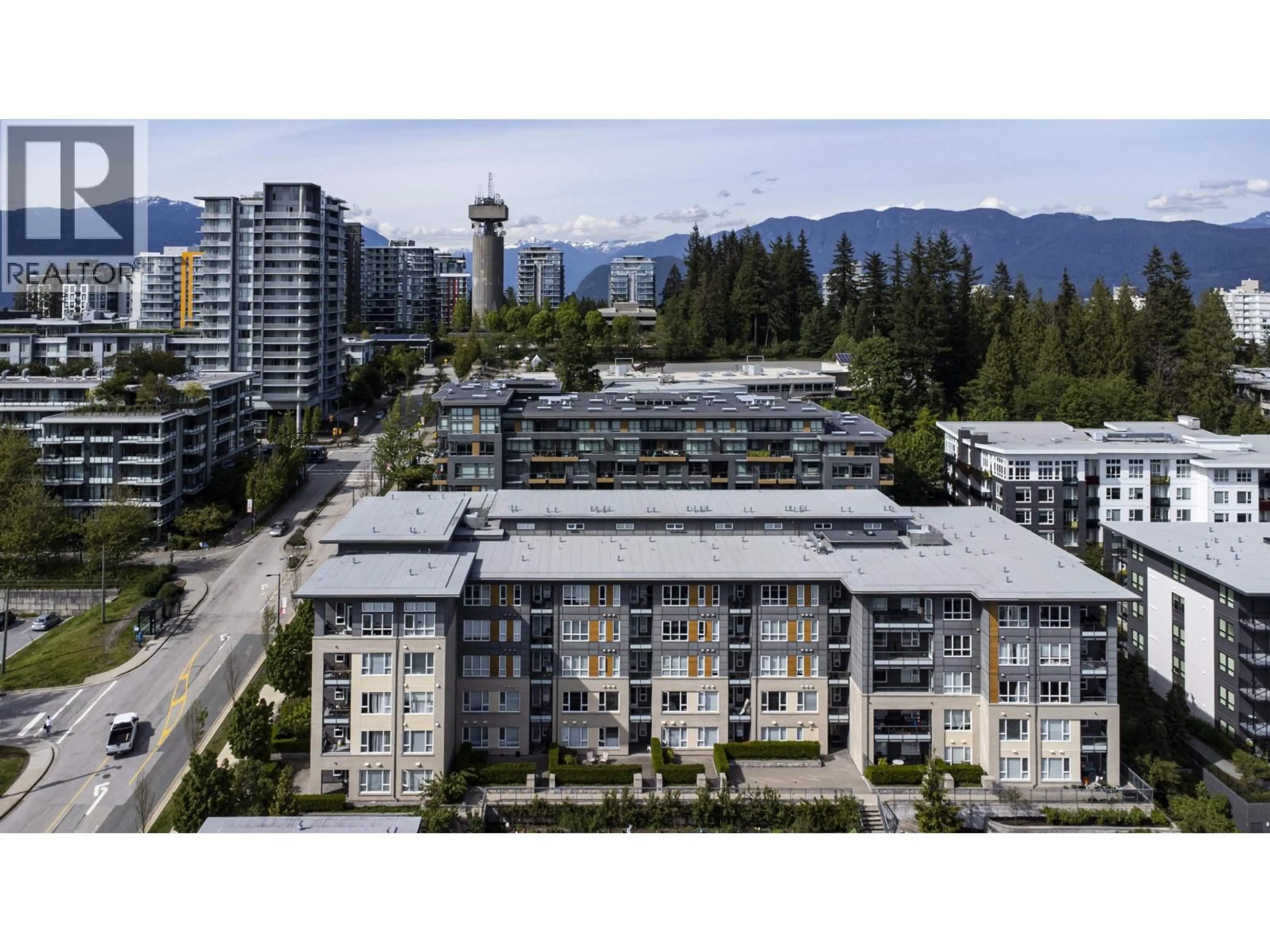 A pic from outside/outdoor area/front of a property/back of a property/a pic from drone, mountain view for 405 - 9877 UNIVERSITY CRESCENT, Burnaby British Columbia V5A0E5
