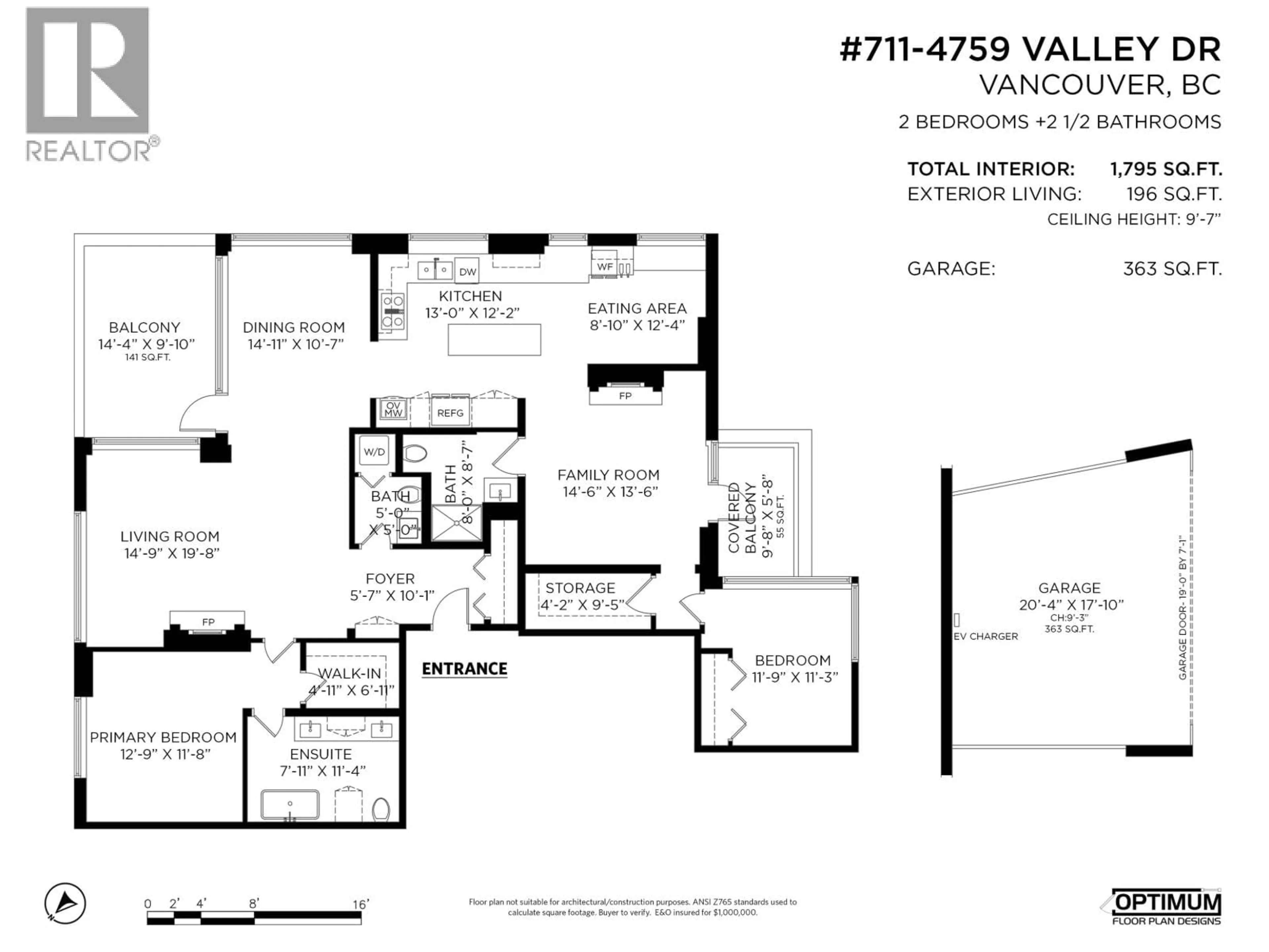 Floor plan for PH711 - 4759 VALLEY DRIVE, Vancouver British Columbia V6J4B7