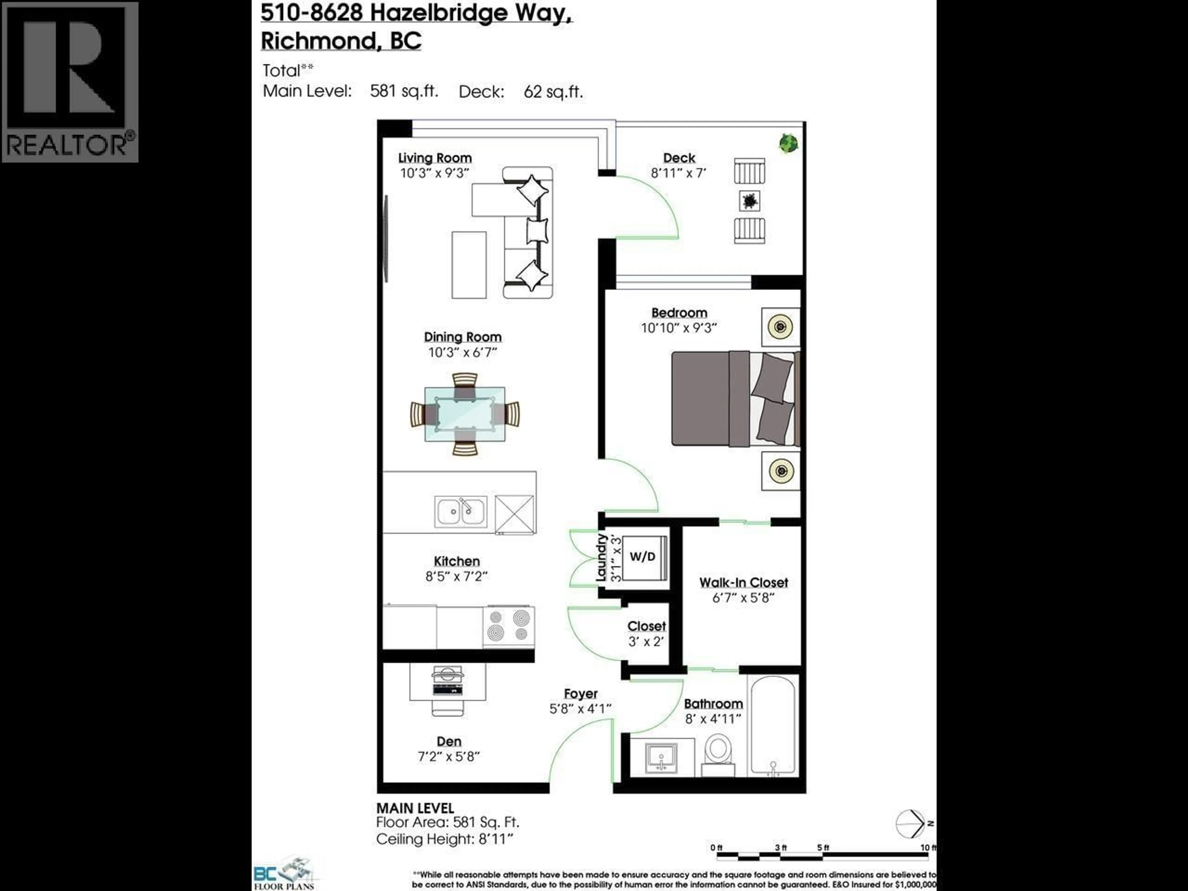 Floor plan for 510 - 8628 HAZELBRIDGE WAY, Richmond British Columbia V6X0R5