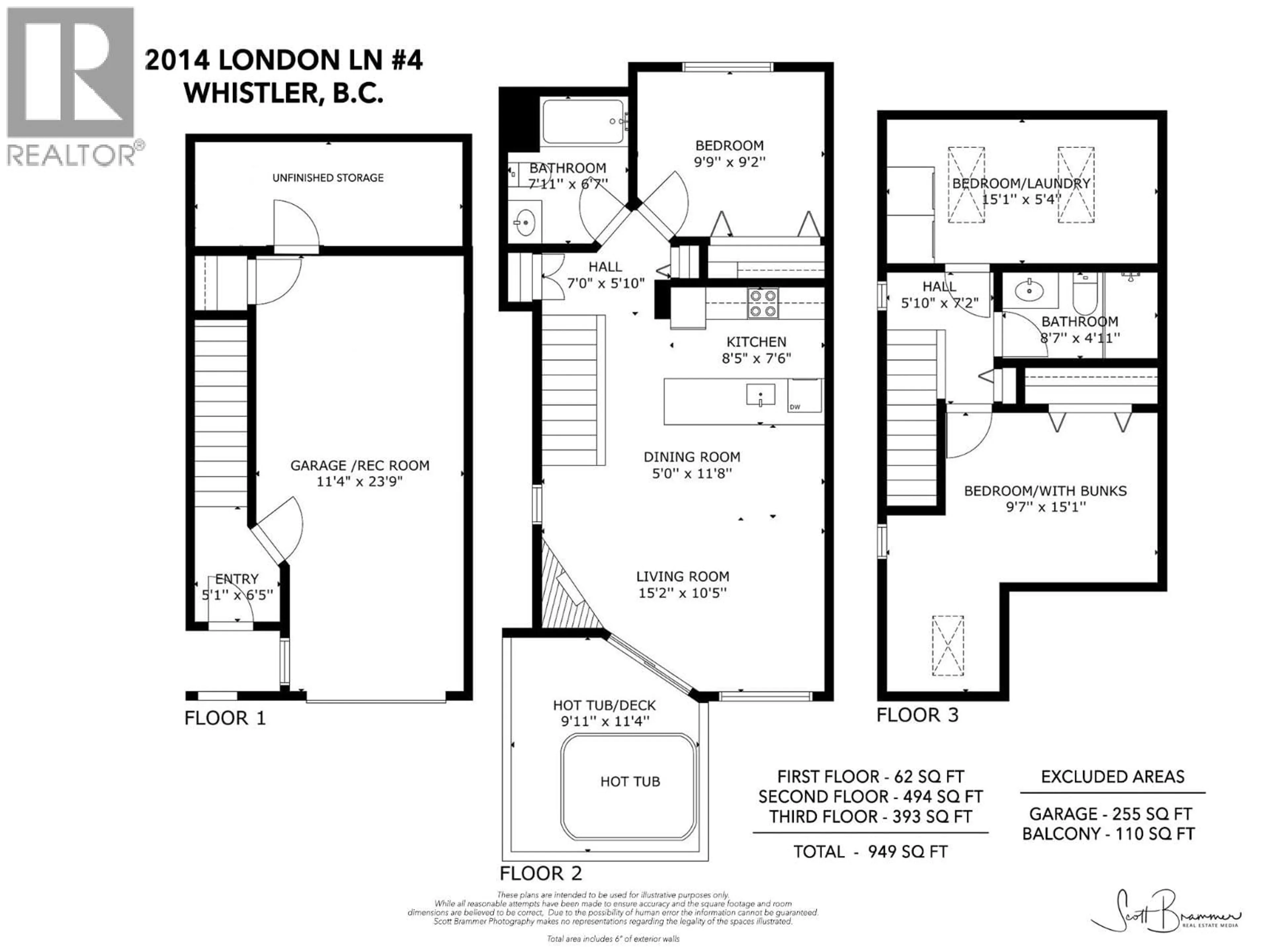 Floor plan for 4 - 2014 LONDON LANE, Whistler British Columbia V8E0B6