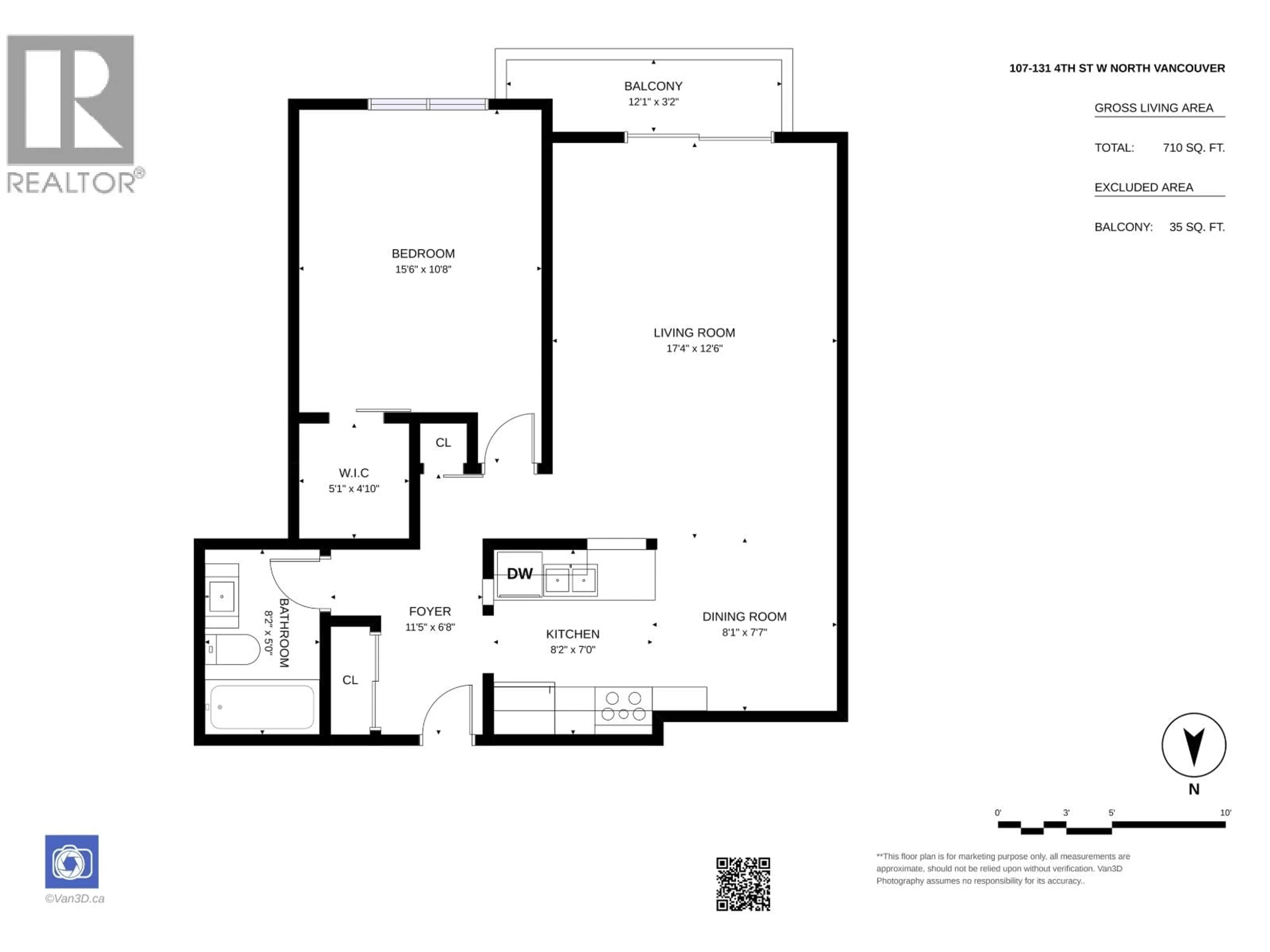 Floor plan for 107 - 131 4TH STREET, North Vancouver British Columbia V7M3C8