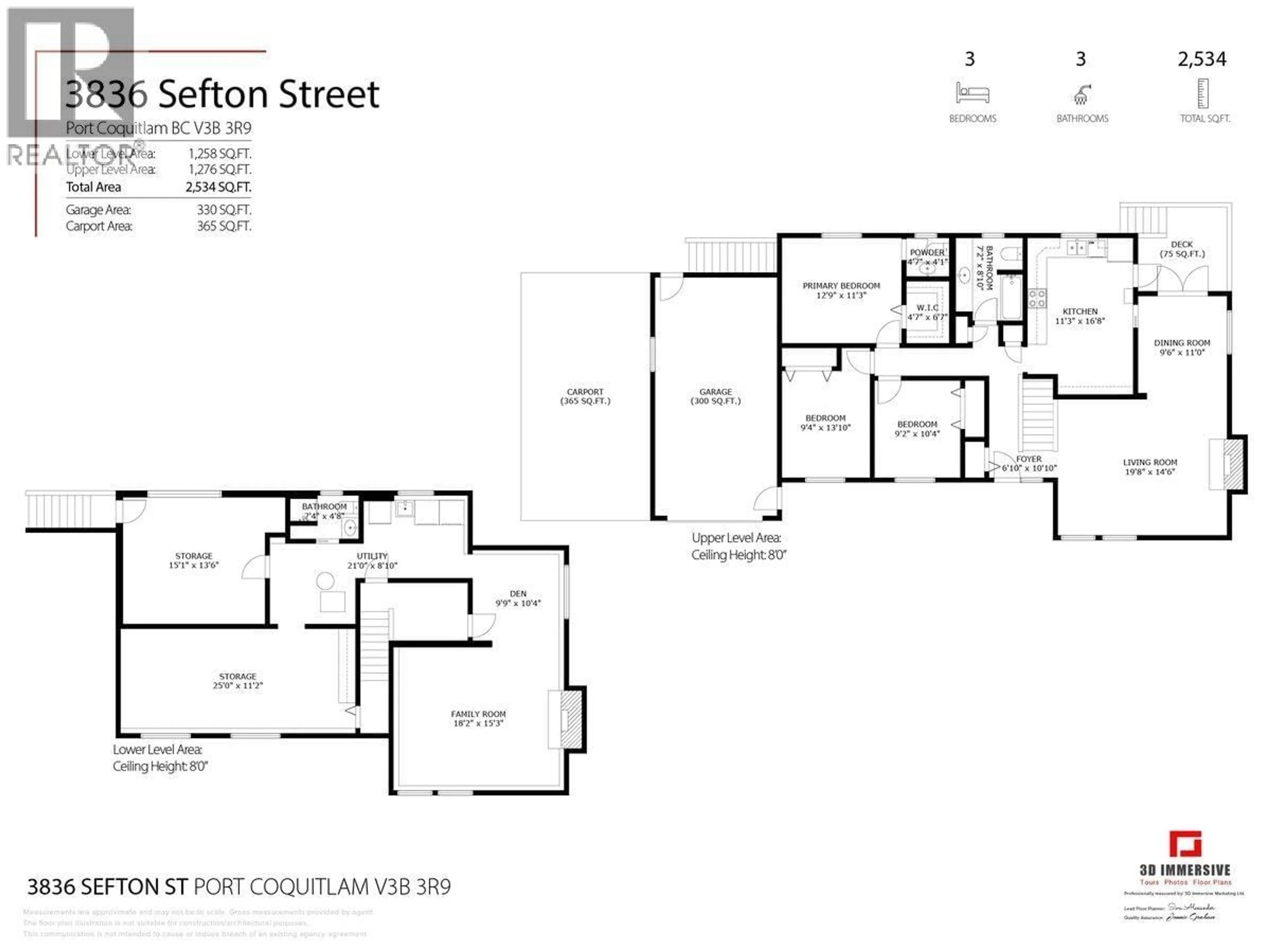 Floor plan for 3836 SEFTON STREET, Port Coquitlam British Columbia V3B3R9