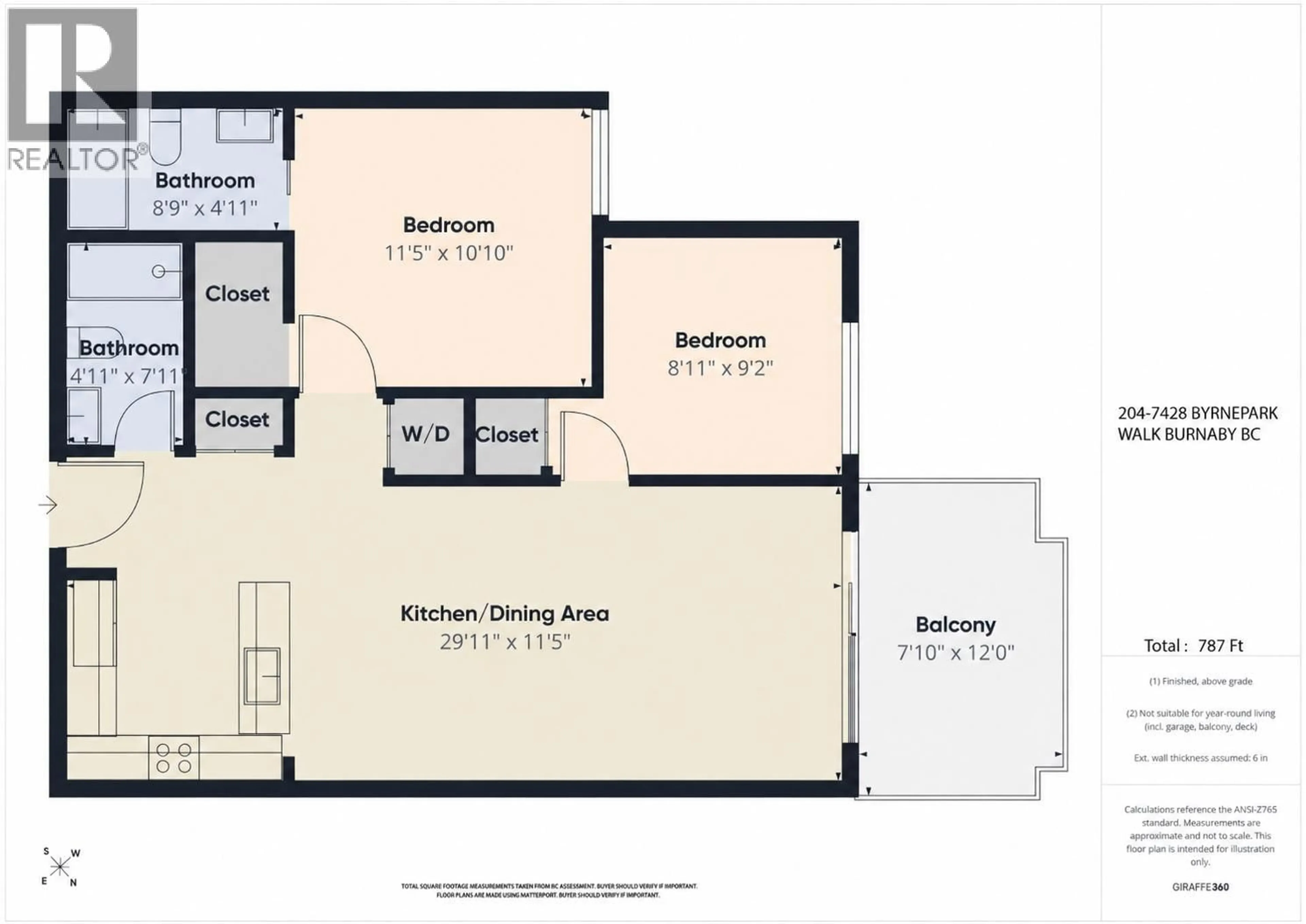 Floor plan for 204 - 7428 BYRNEPARK, Burnaby British Columbia V3N0B4