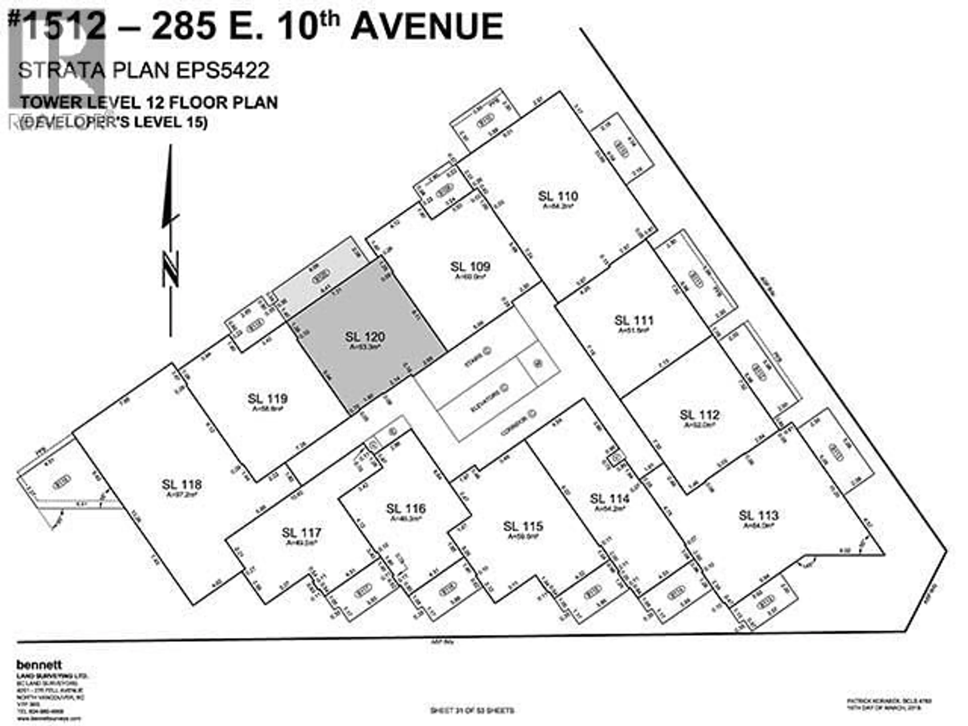 Floor plan for 1512 - 285 10TH AVENUE, Vancouver British Columbia V5T0H6