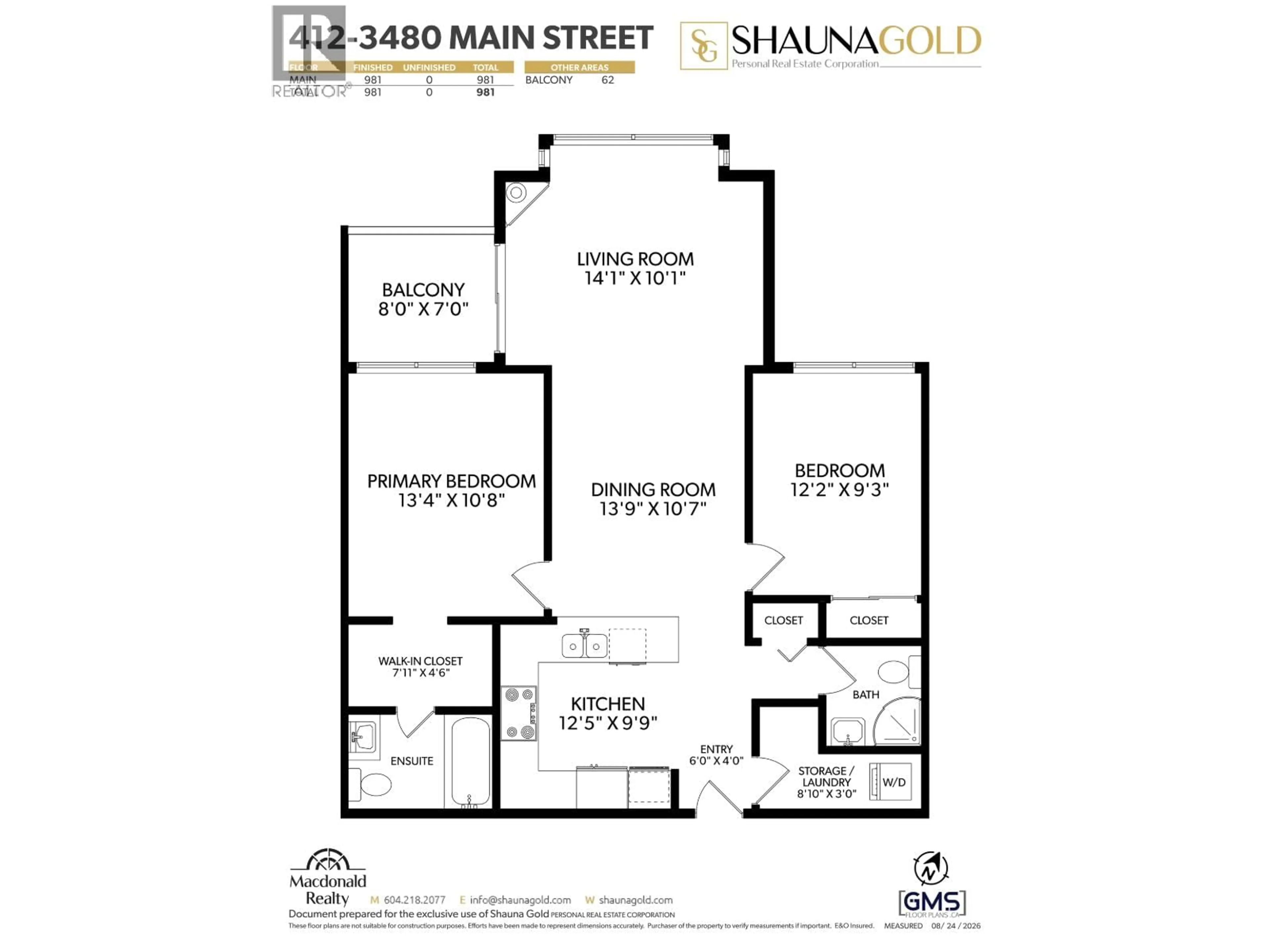 Floor plan for 412 - 3480 MAIN STREET, Vancouver British Columbia V5V3N2