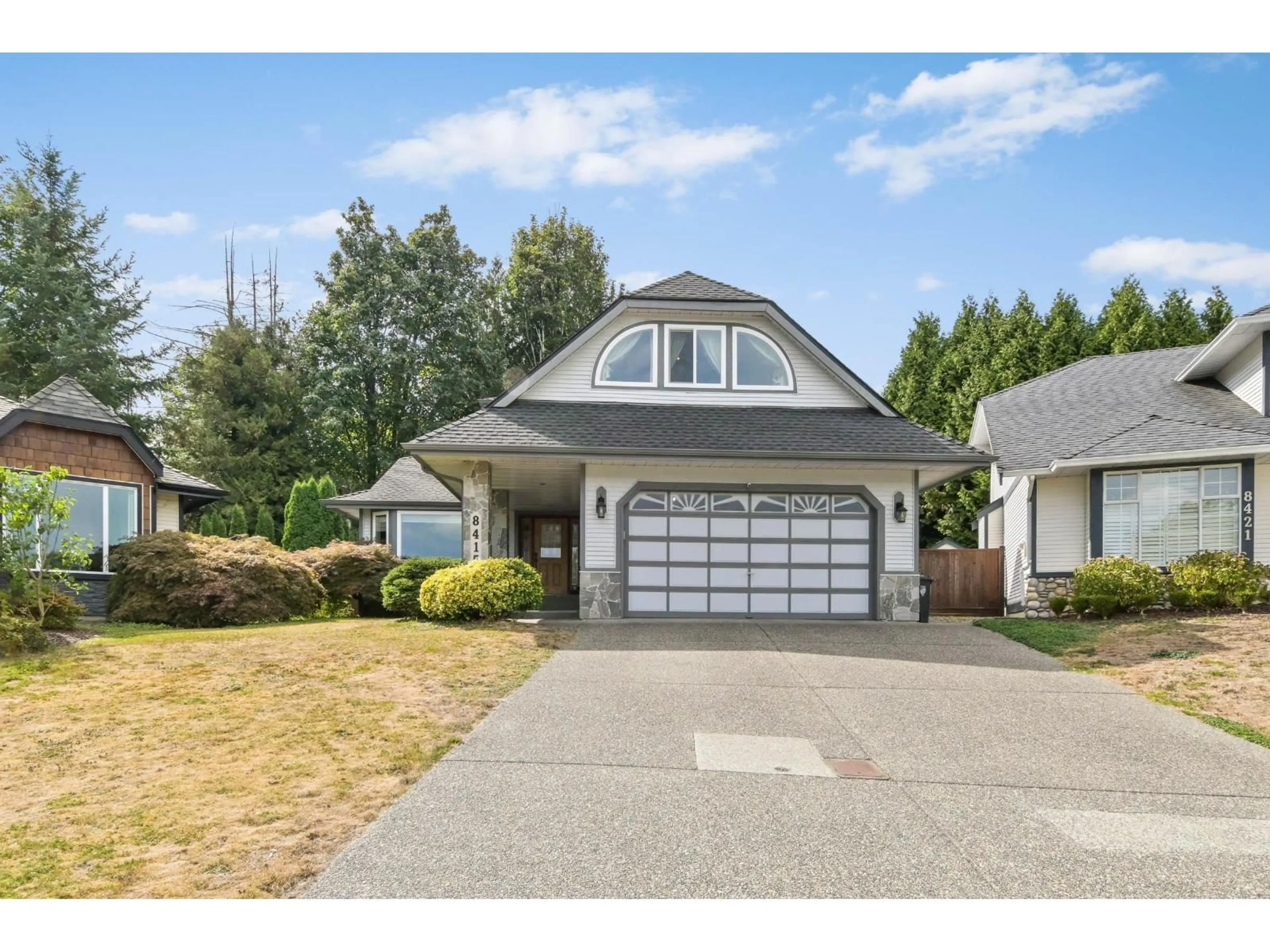 Home with vinyl exterior material, street for 8415 214 STREET, Langley British Columbia V1M2J2