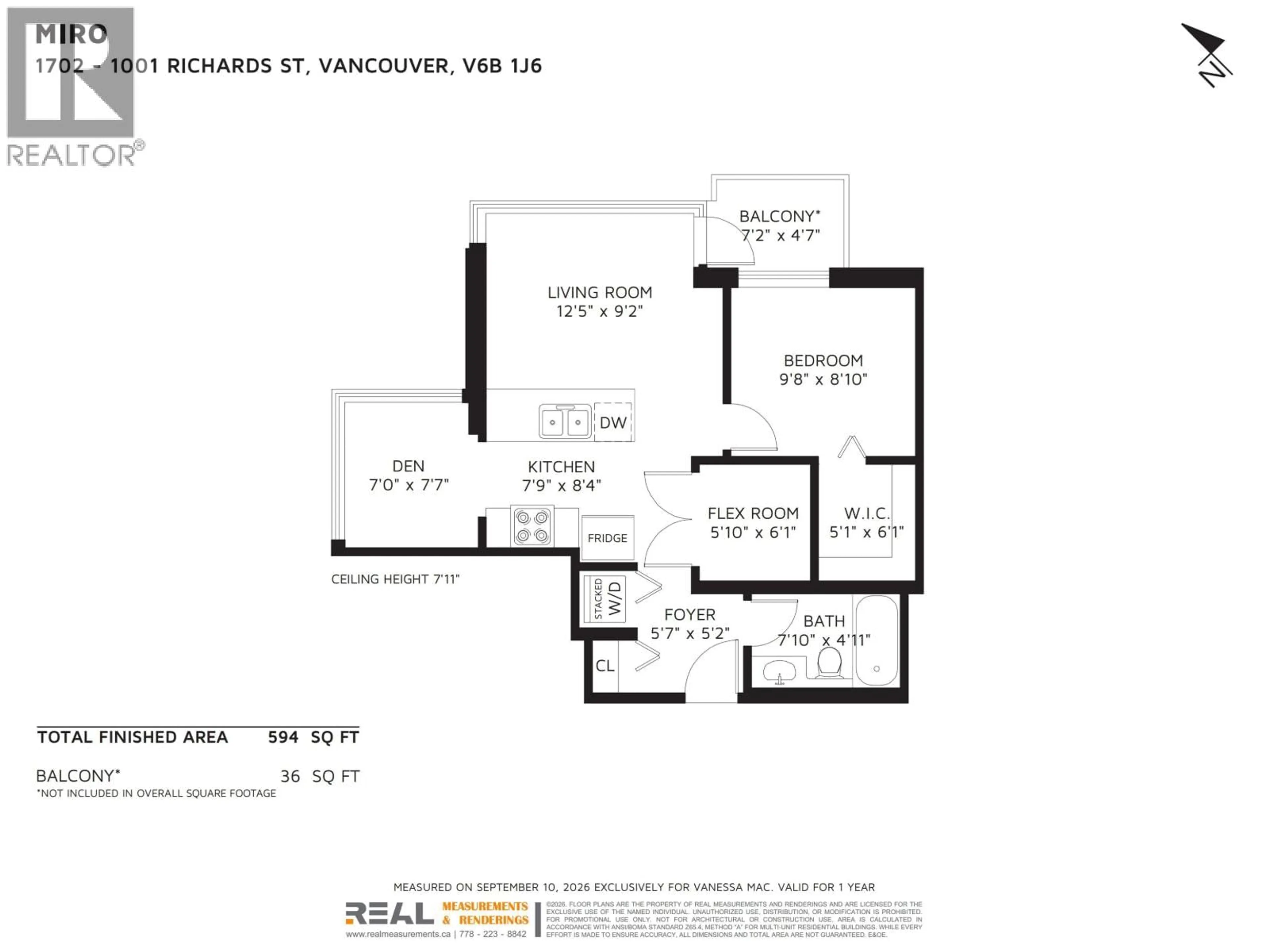 Floor plan for 1702 - 1001 RICHARDS STREET, Vancouver British Columbia V6B1J6