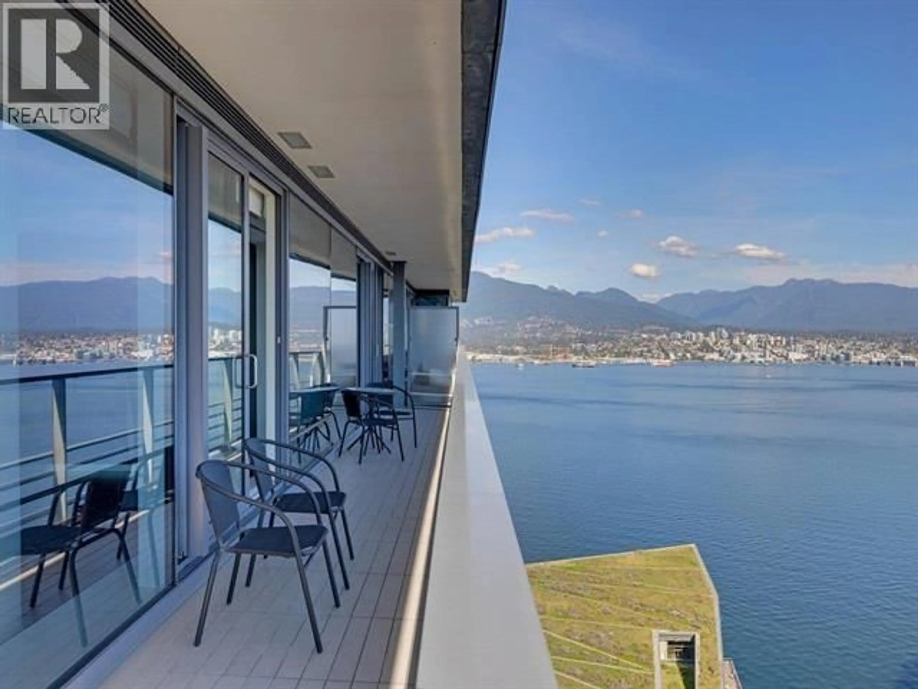 Balcony in the apartment, water/lake/river/ocean view for 3603 - 1011 CORDOVA STREET, Vancouver British Columbia V6C0B2