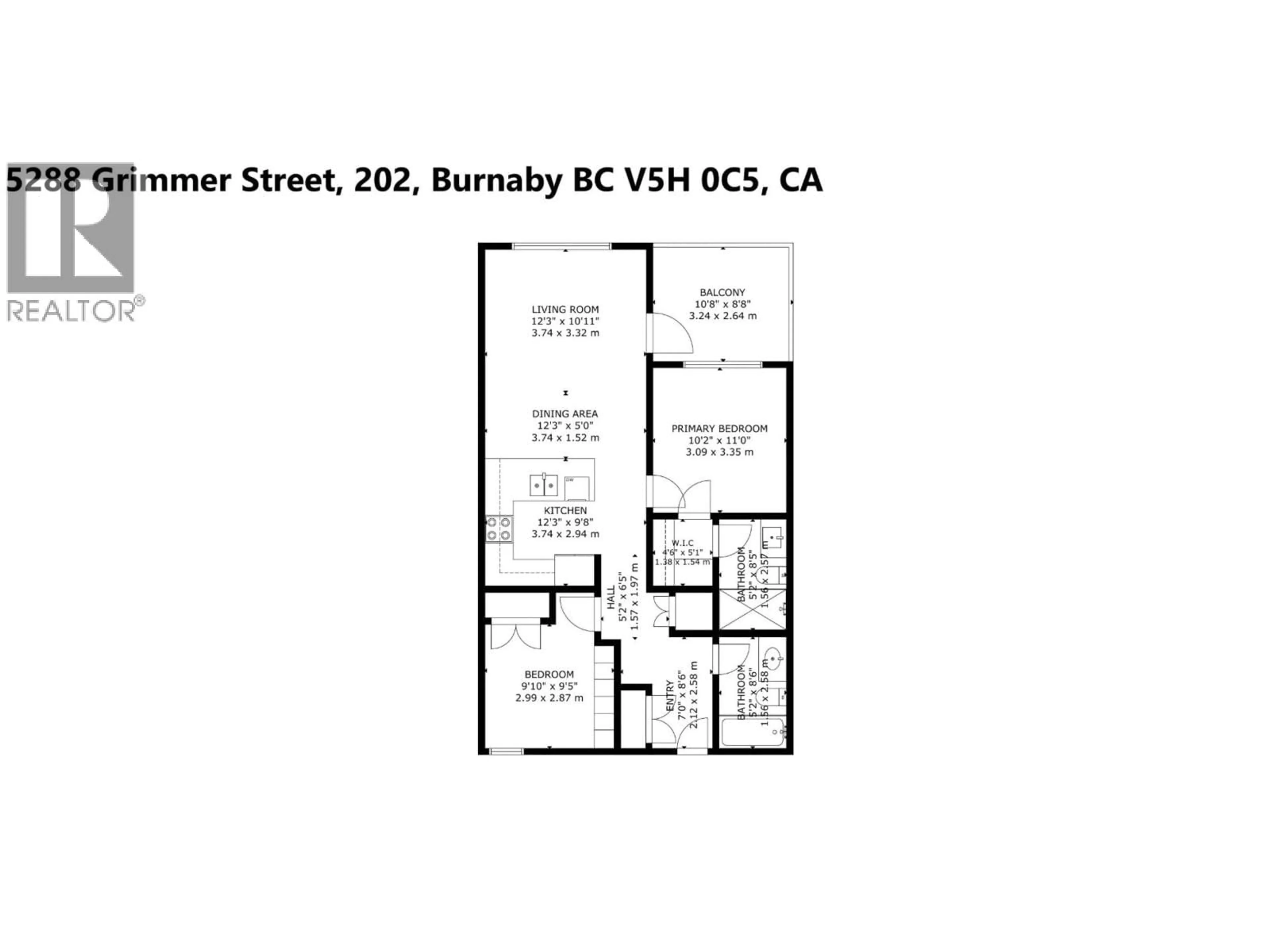 Floor plan for 202 - 5288 GRIMMER STREET, Burnaby British Columbia V5H0C5