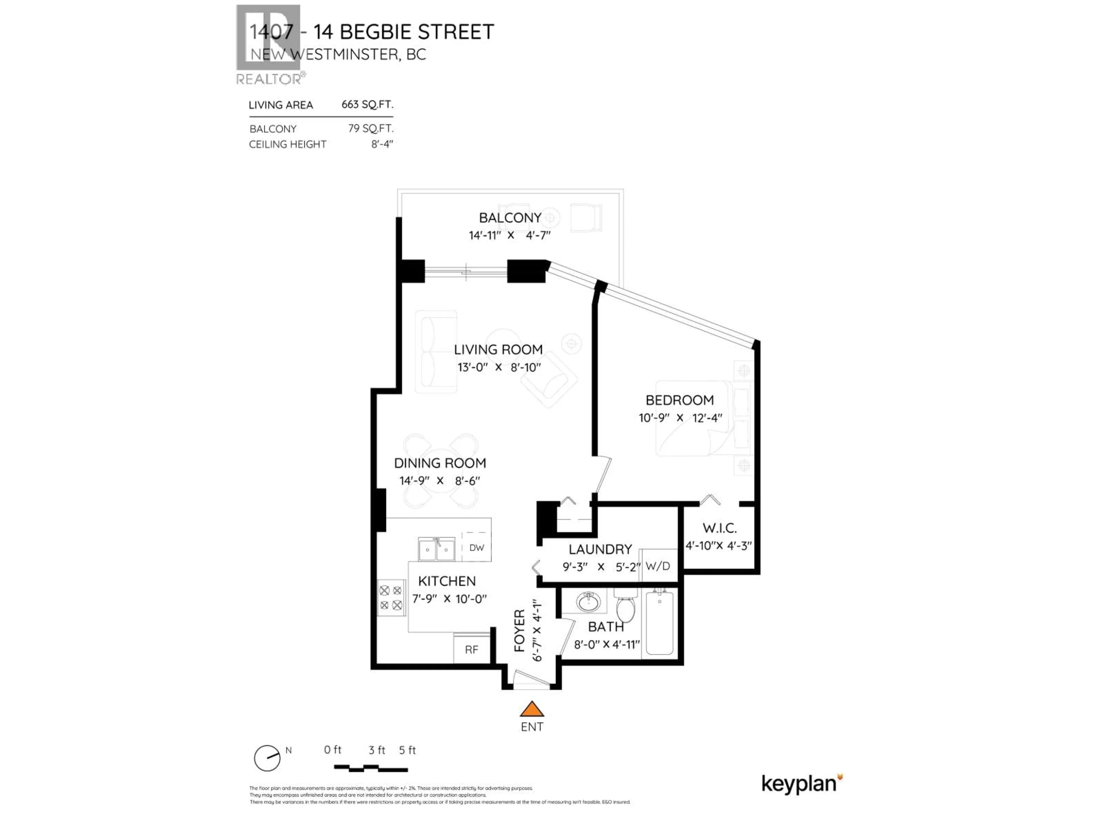 Floor plan for 1407 - 14 BEGBIE STREET, New Westminster British Columbia V3M0C4