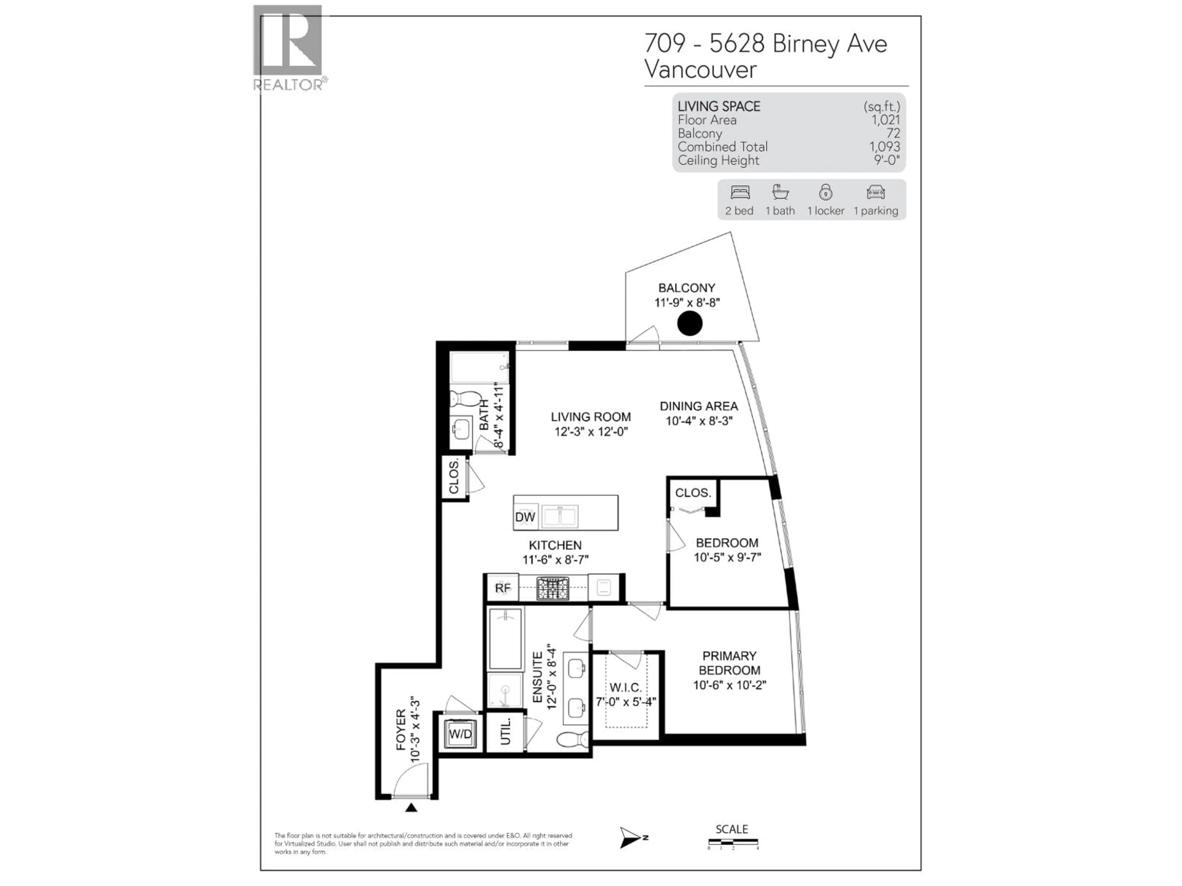 Floor plan for 709 - 5628 BIRNEY AVENUE, Vancouver British Columbia V6S0H7