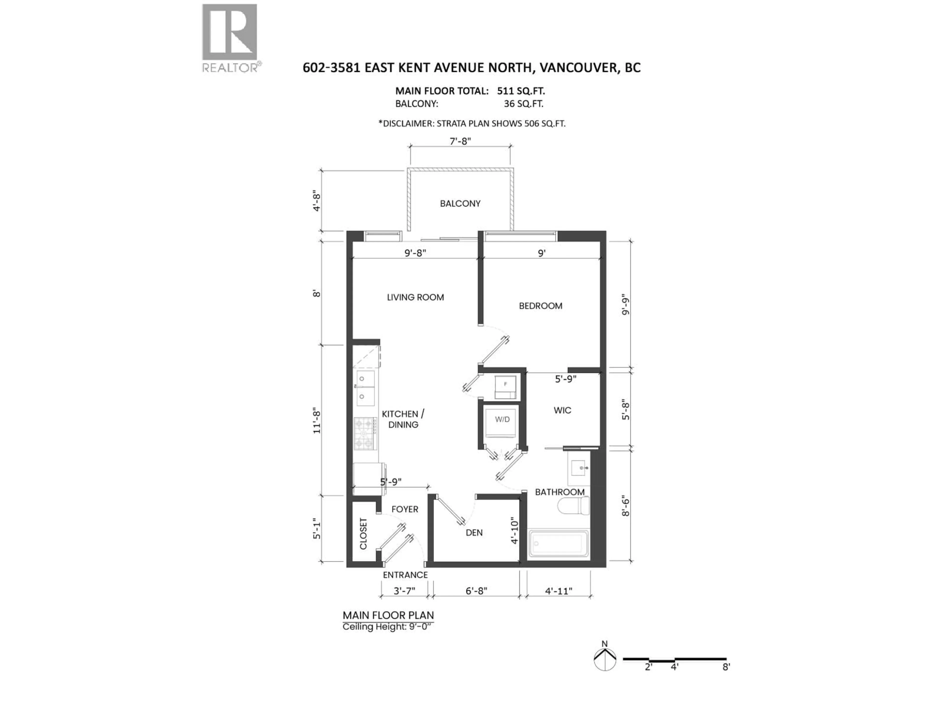 Floor plan for 602 - 3581 KENT AVENUE NORTH, Vancouver British Columbia V5S0H6