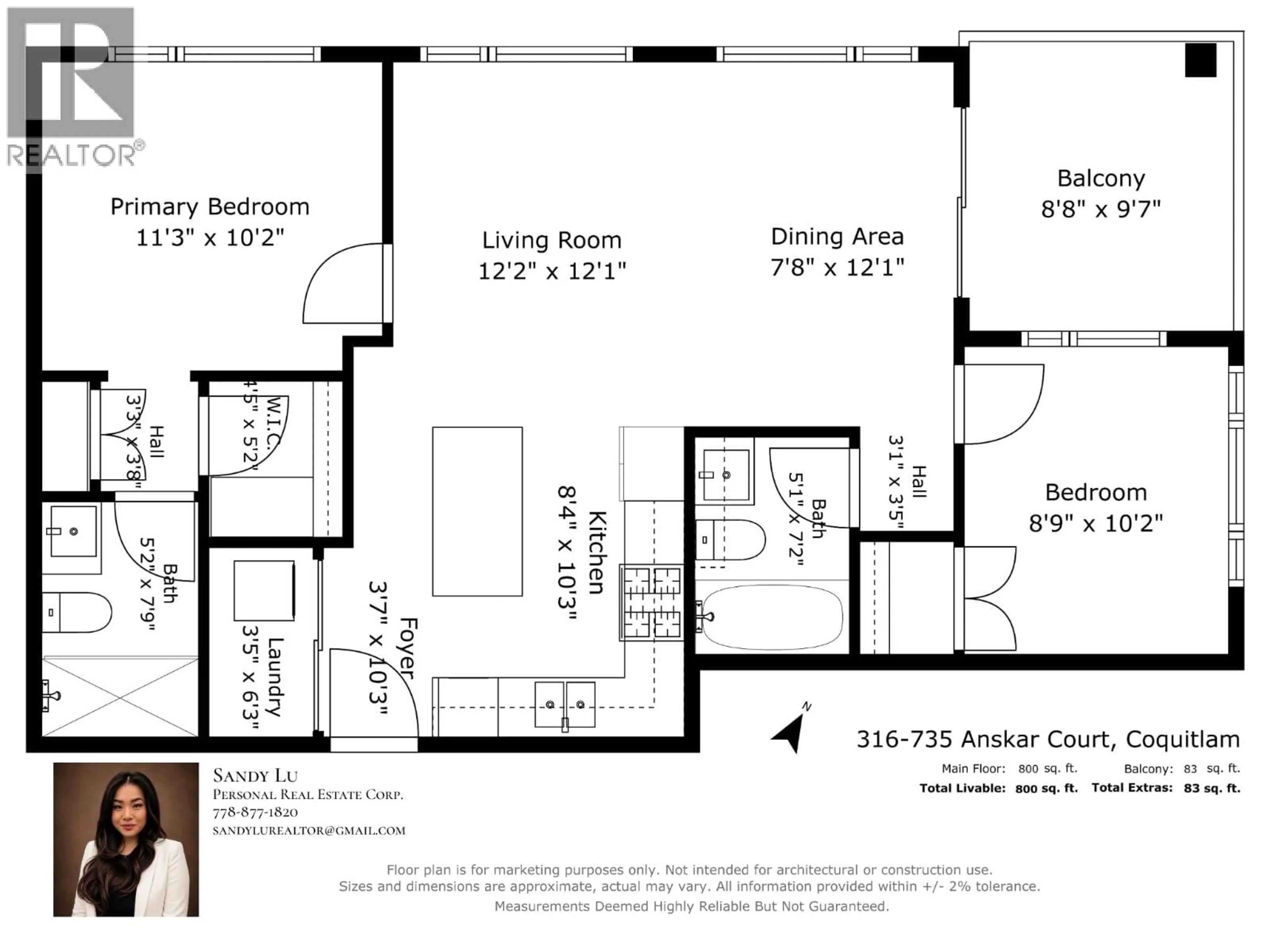 Floor plan for 316 - 735 ANSKAR COURT, Coquitlam British Columbia V3J0L7