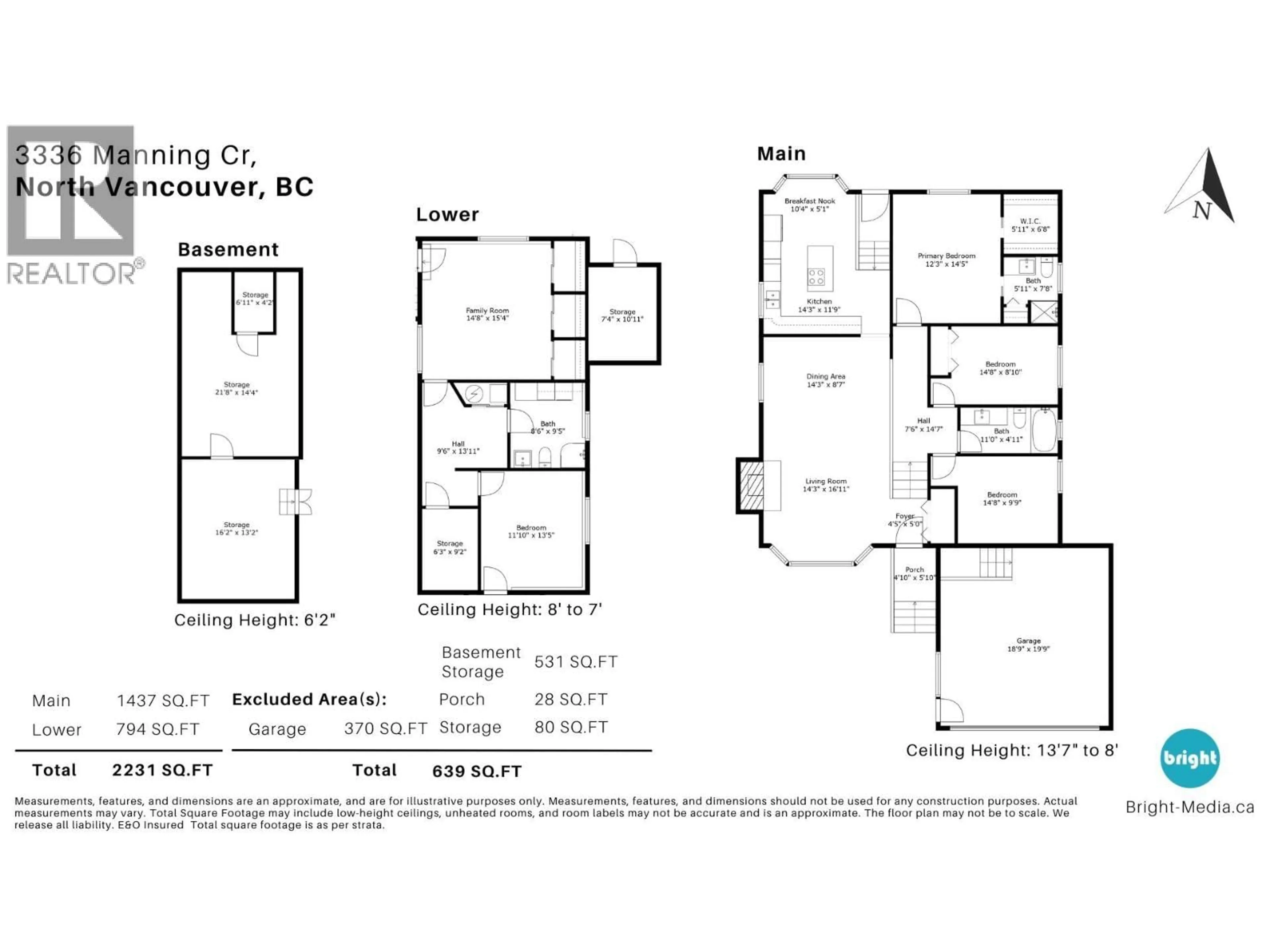 Floor plan for 3336 MANNING CRESCENT, North Vancouver British Columbia V7H2R6