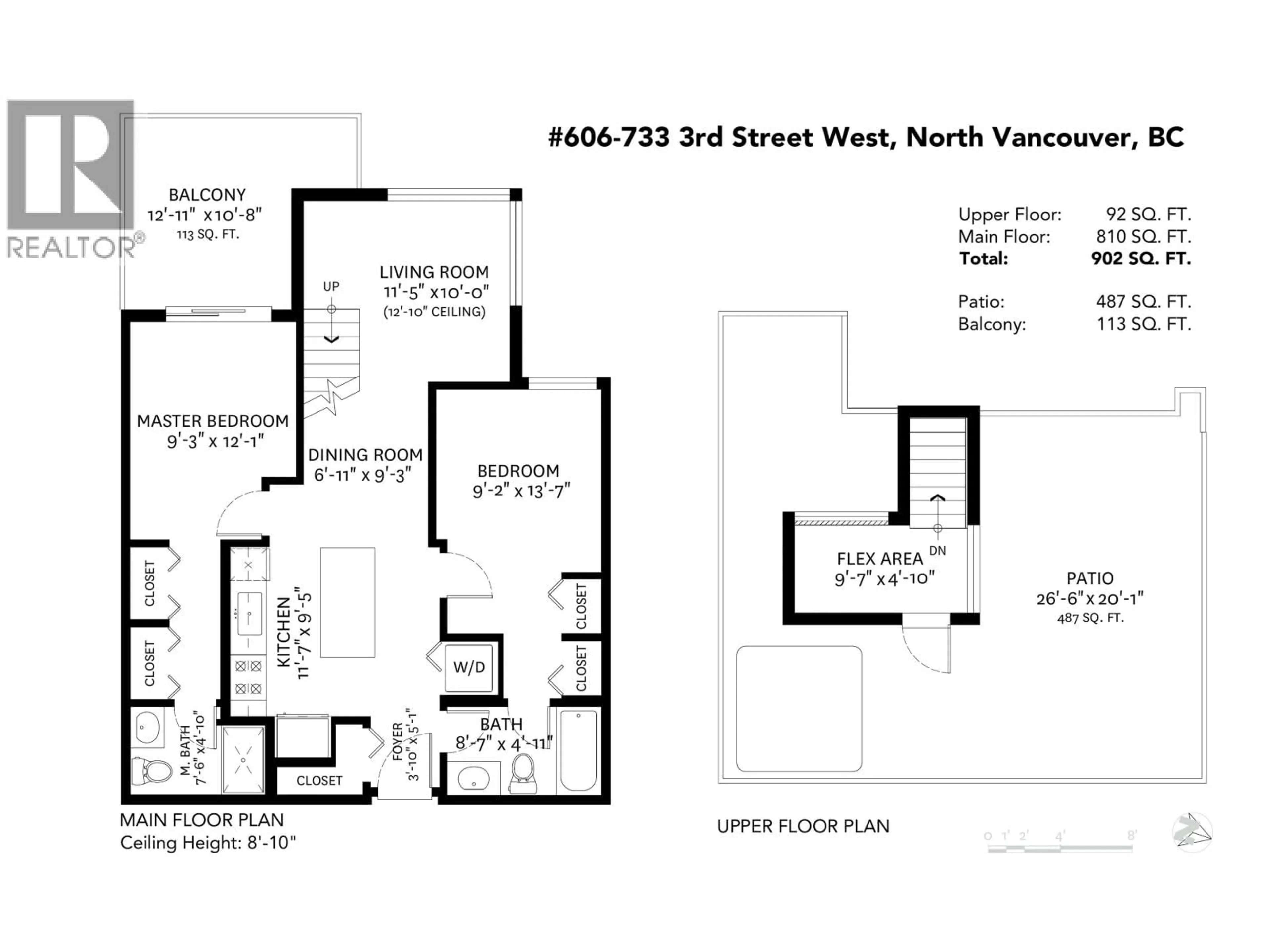 Floor plan for 606 - 733 3RD STREET, North Vancouver British Columbia V7M0C8