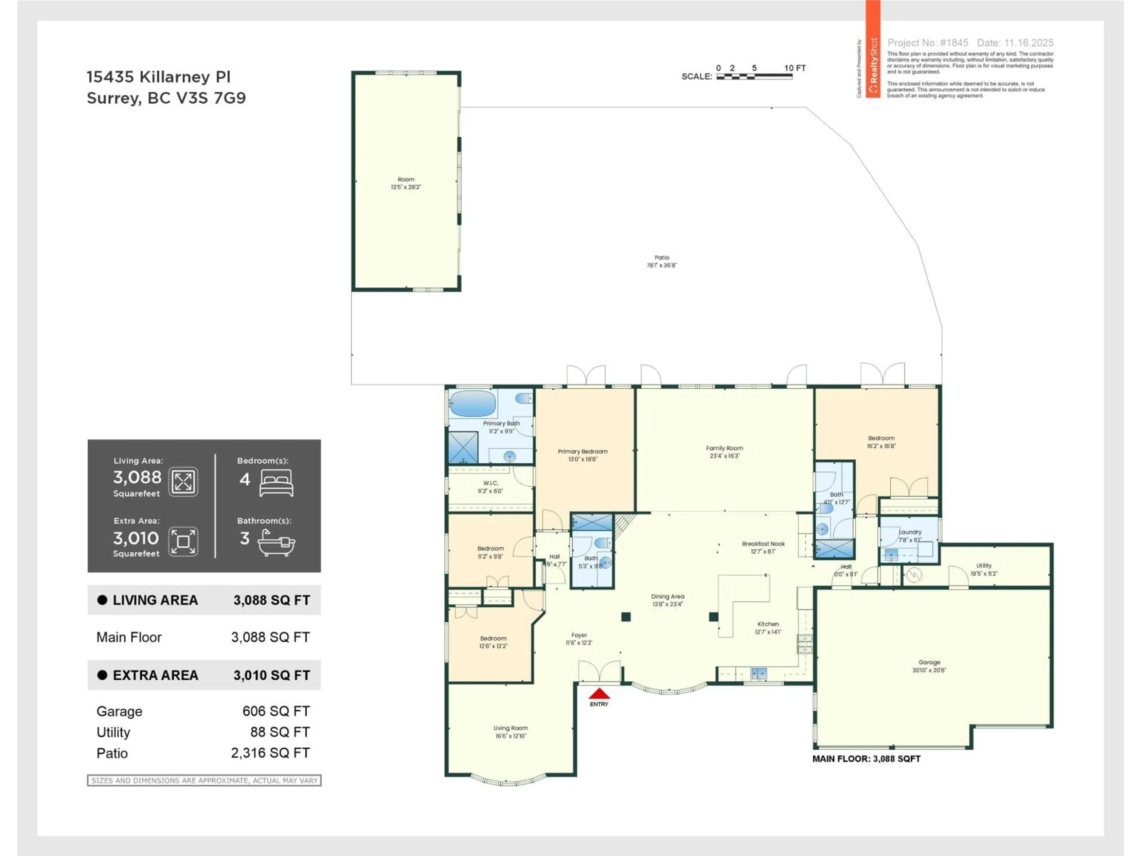 Floor plan for 15435 KILLARNEY PLACE, Surrey British Columbia V3S7G9
