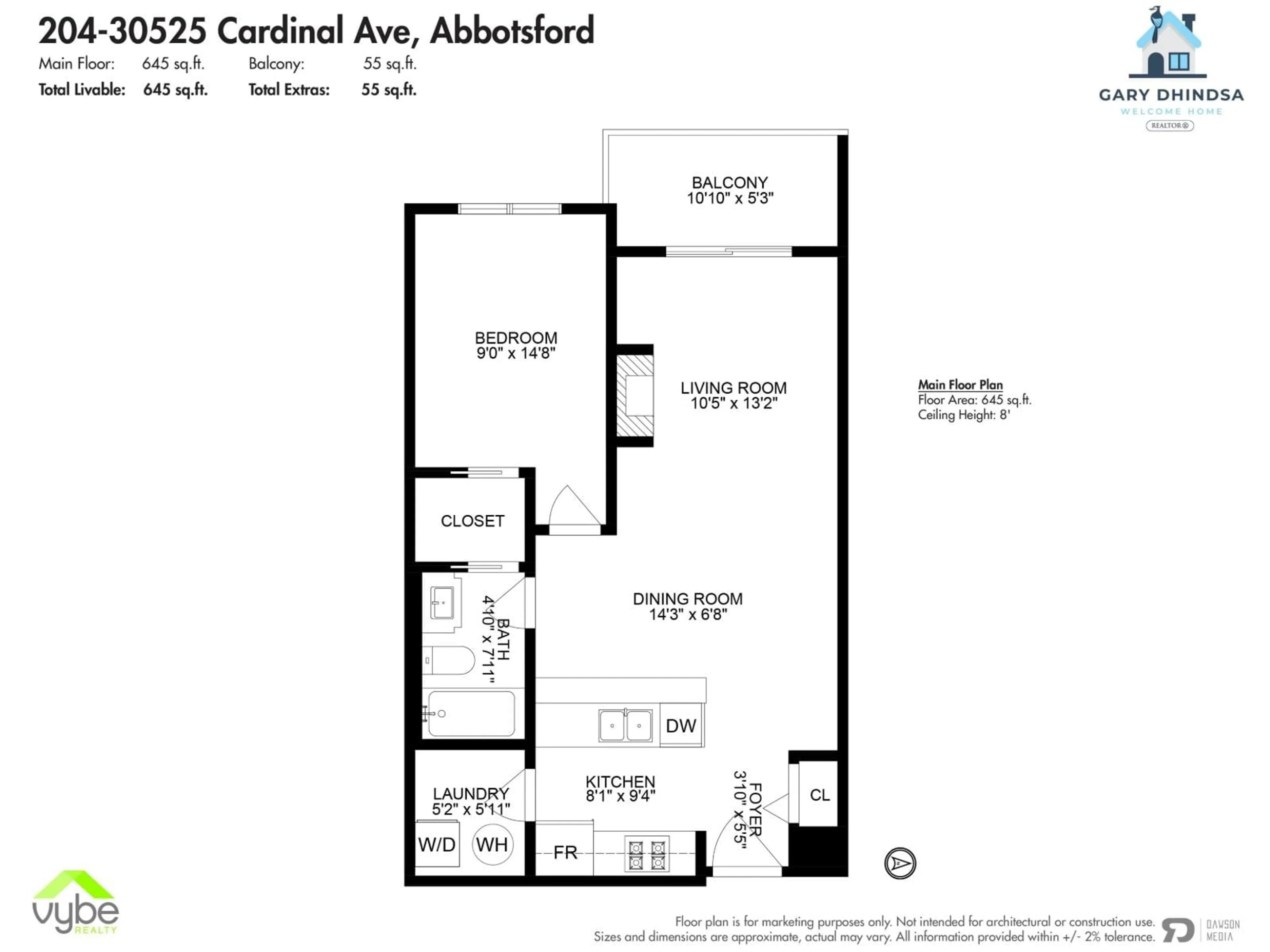 Floor plan for 204 - 30525 CARDINAL AVENUE, Abbotsford British Columbia V2T0A8