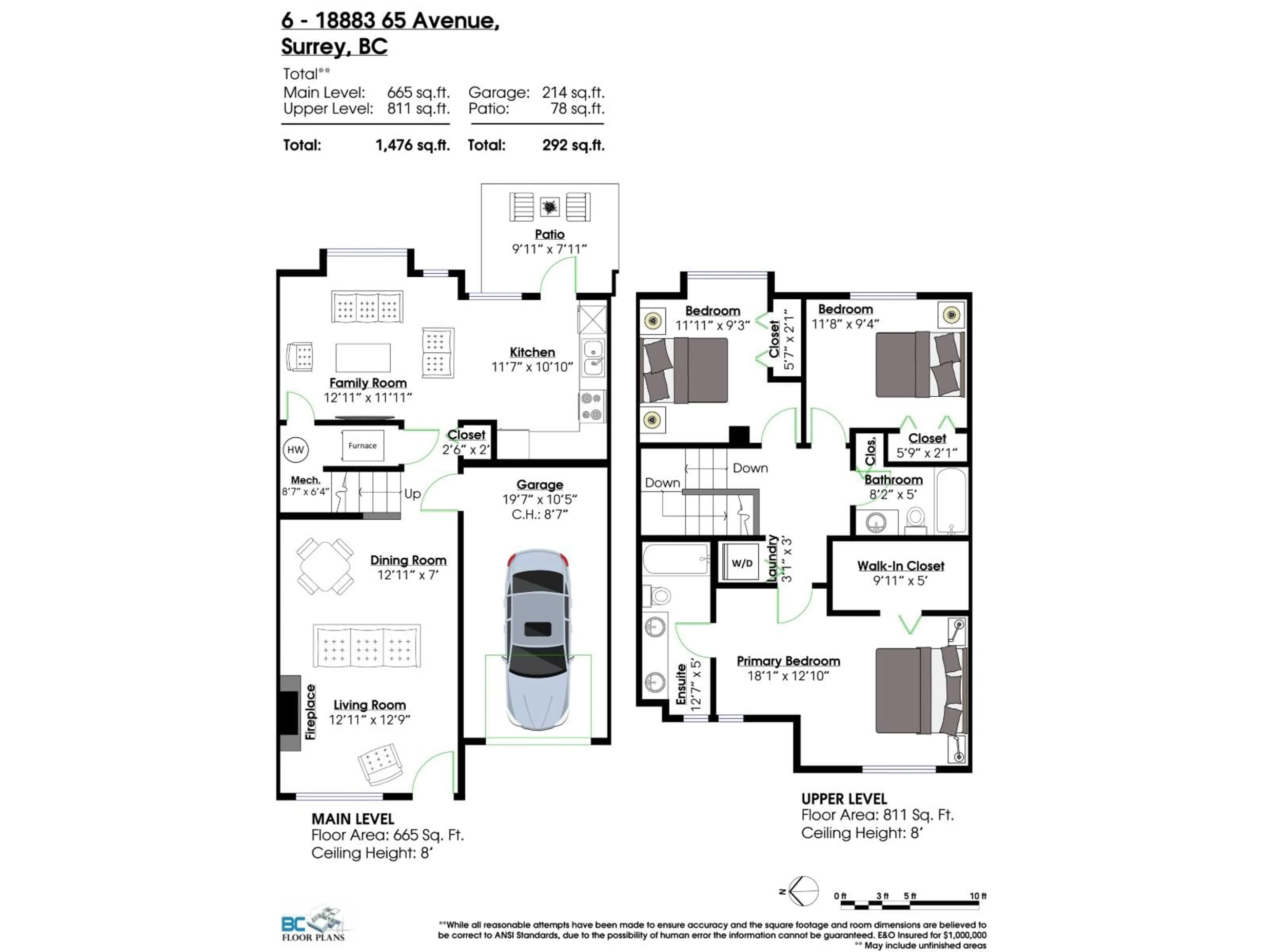 Floor plan for 6 - 18883 65 AVENUE, Surrey British Columbia V3S8Y2