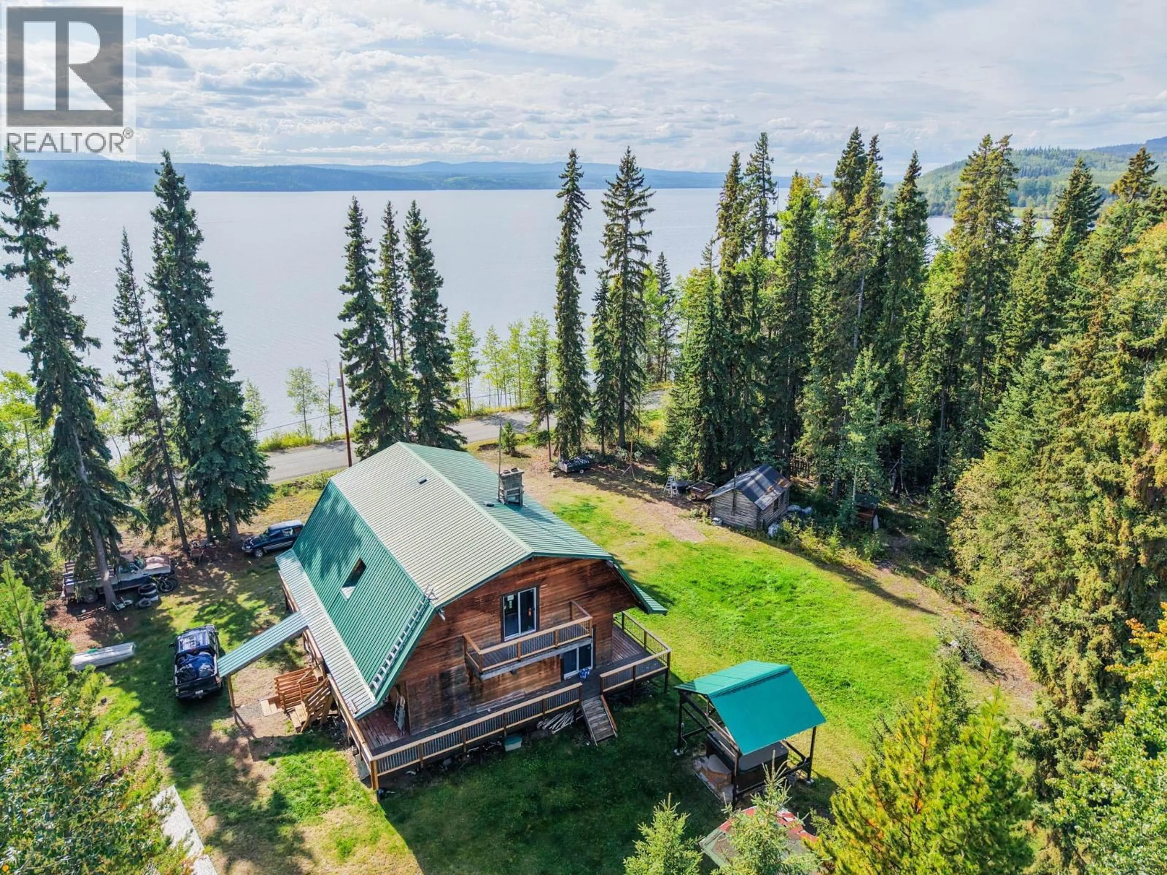 A pic from outside/outdoor area/front of a property/back of a property/a pic from drone, water/lake/river/ocean view for 17132 COLLEYMOUNT ROAD, Burns Lake British Columbia V0J1E2