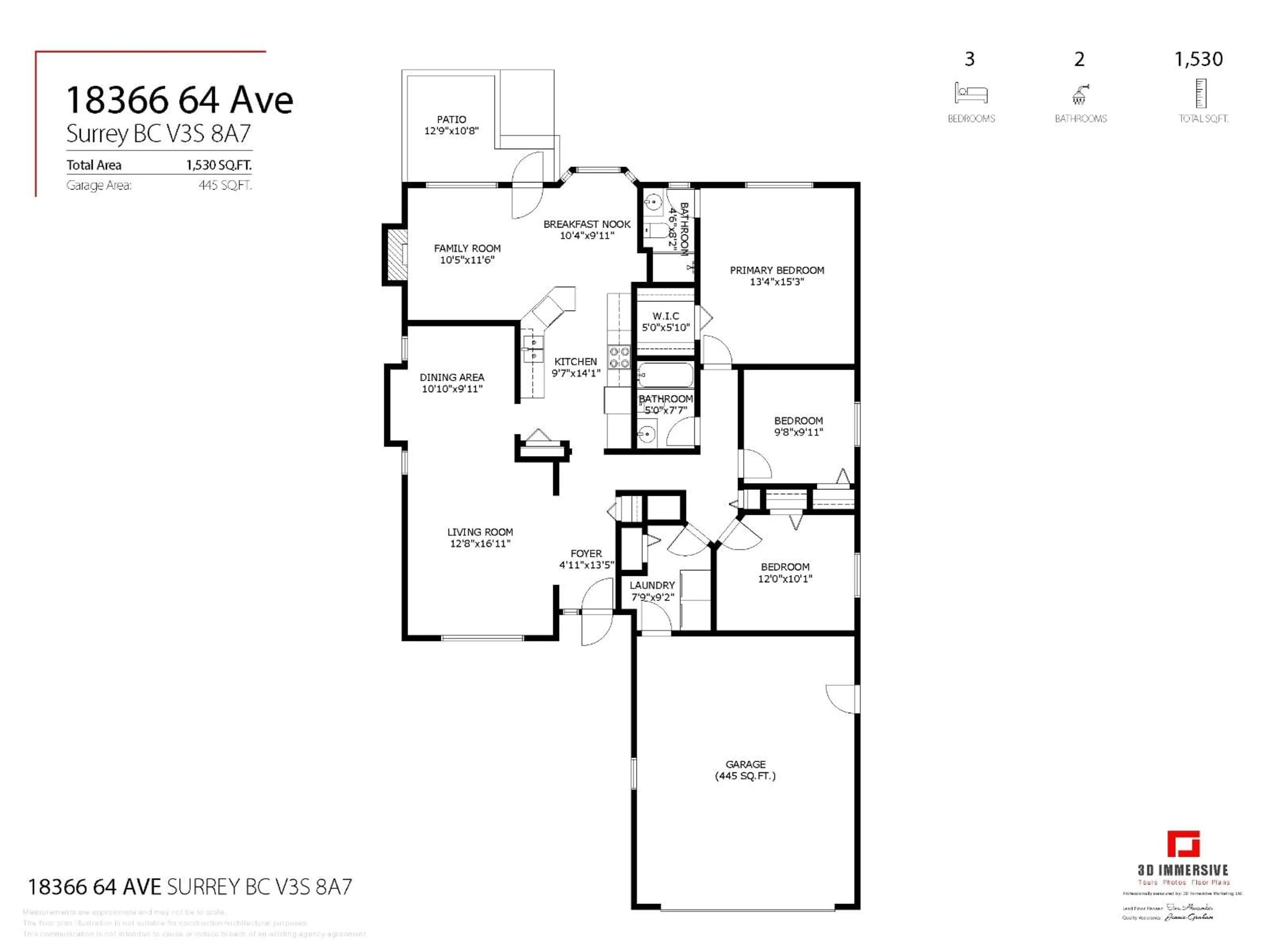 Floor plan for 18366 64 AVENUE, Surrey British Columbia V3S8A7