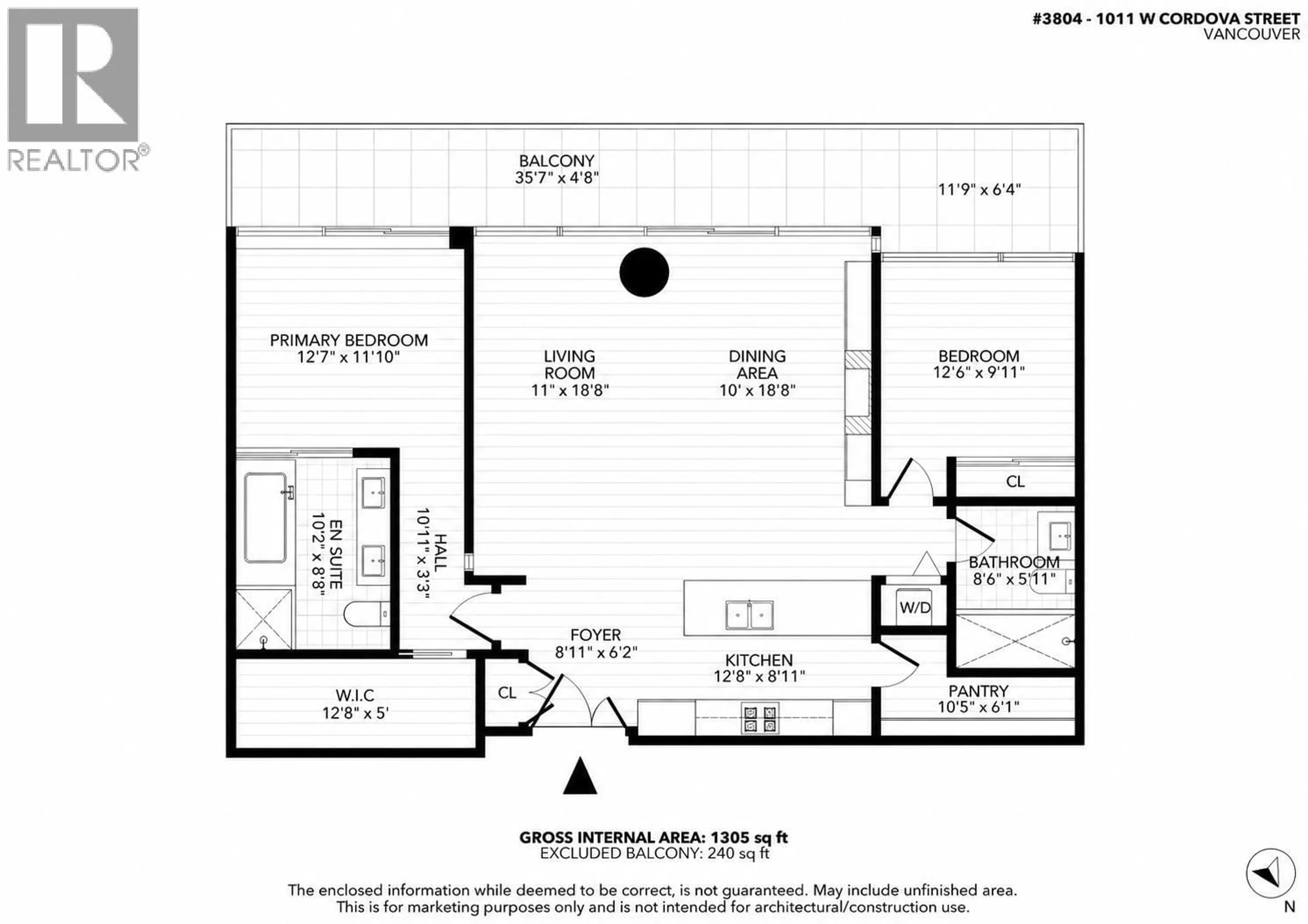 Floor plan for 3804 - 1011 CORDOVA STREET, Vancouver British Columbia V6C0B2