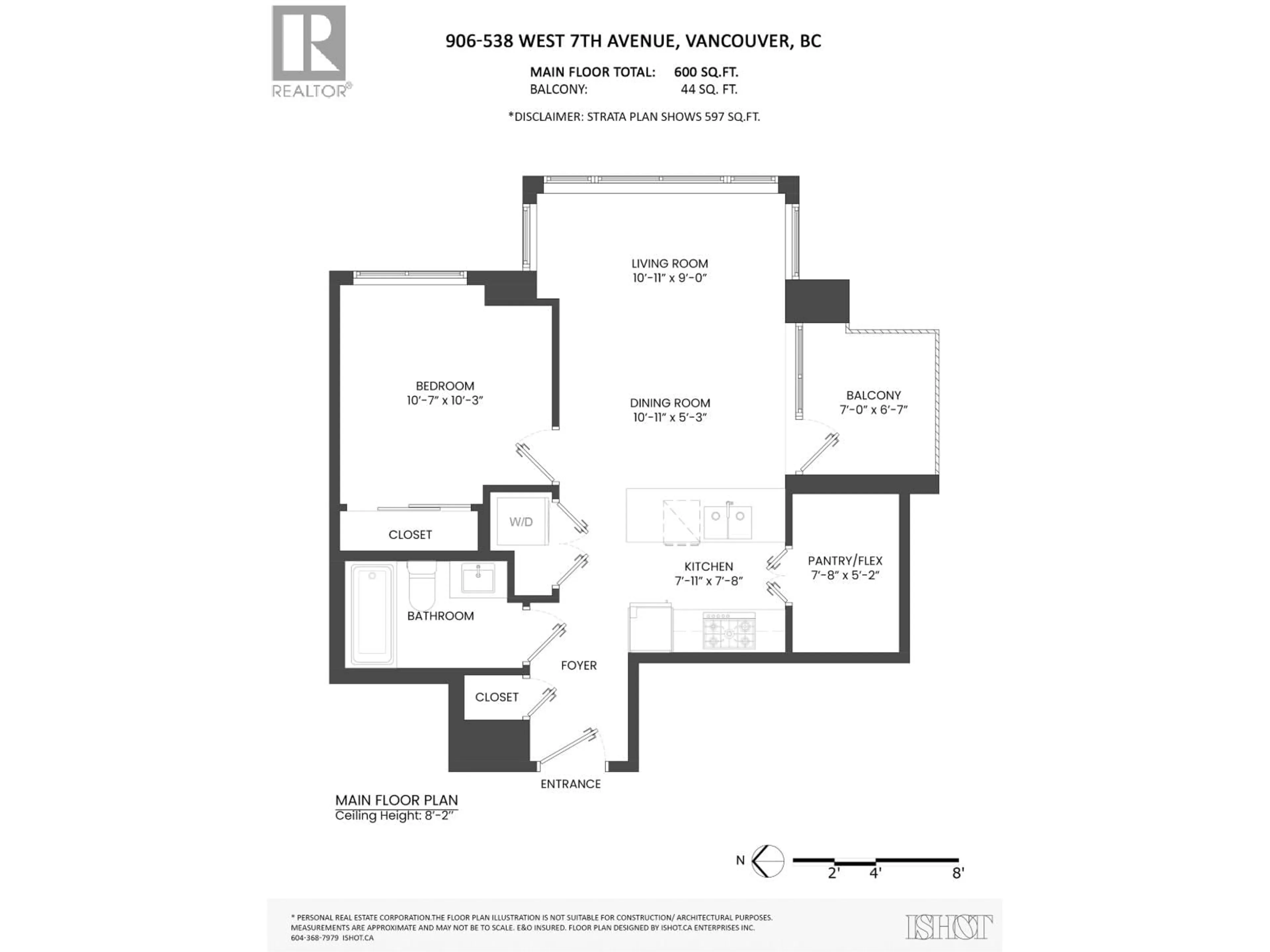 Floor plan for 906 - 538 7TH AVENUE, Vancouver British Columbia V5Z1B3
