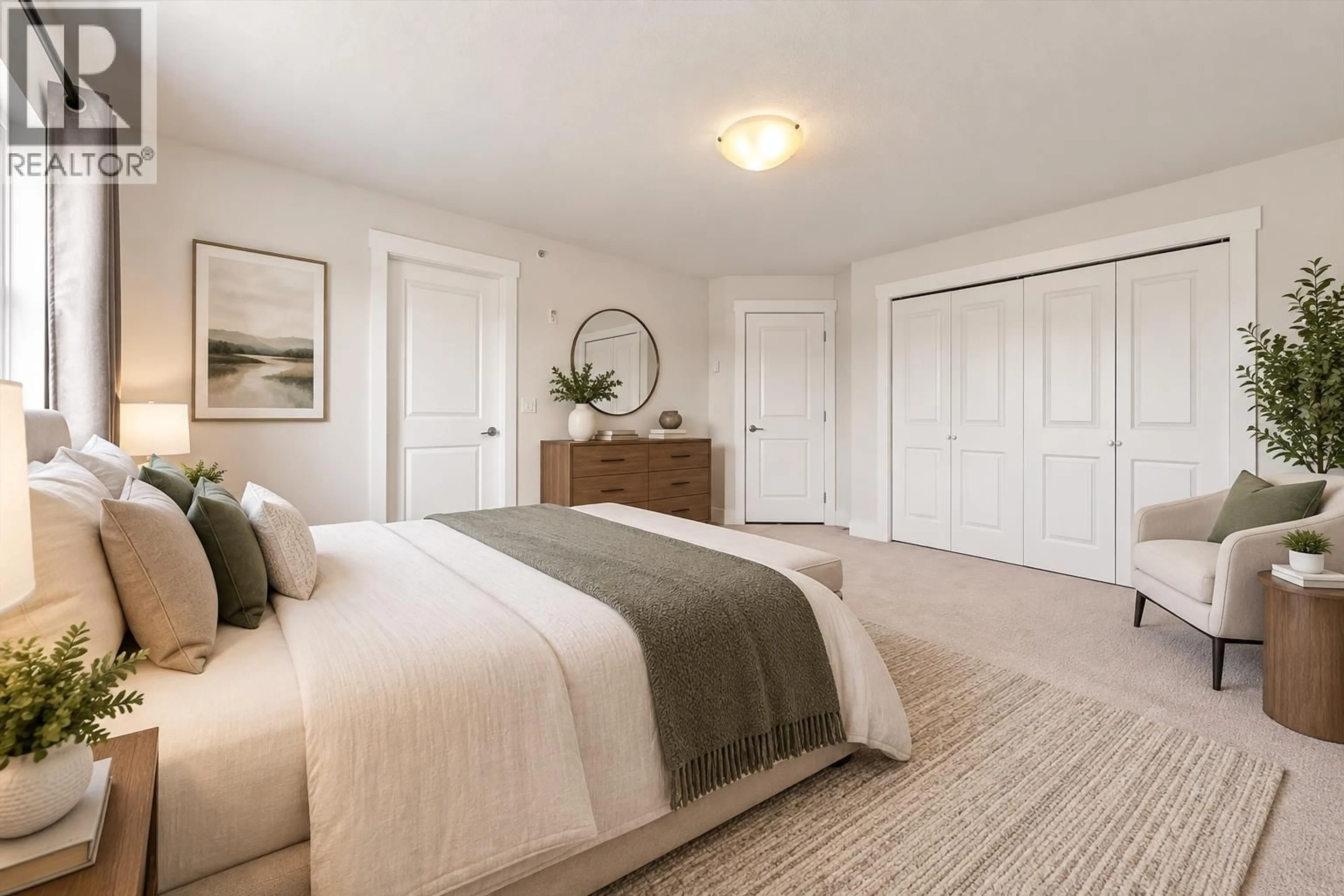Bedroom with bed, carpet floor for 205 - 7908 GRAHAM AVENUE, Burnaby British Columbia V3N1V9