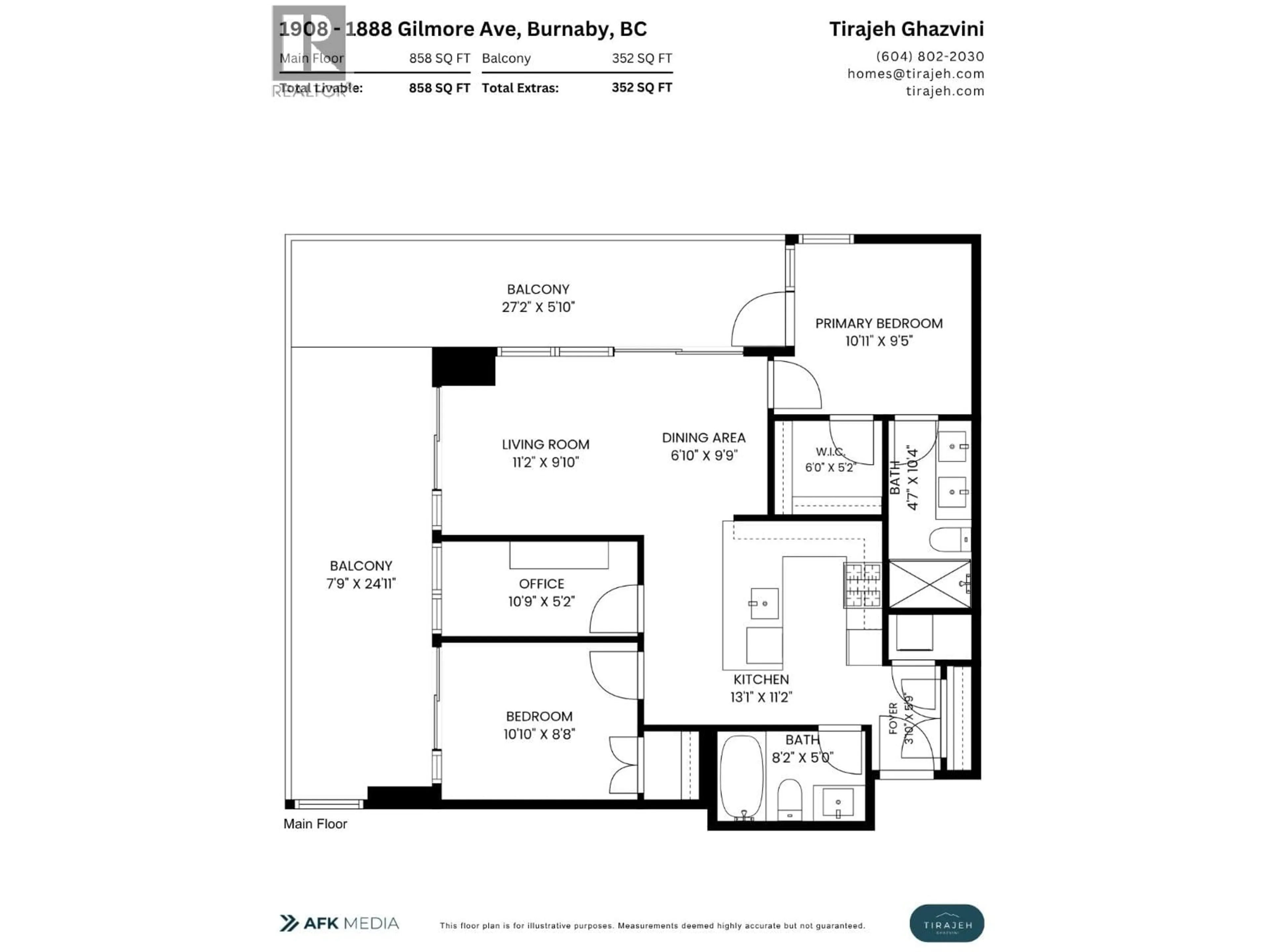 Floor plan for 1908 - 1888 GILMORE AVENUE, Burnaby British Columbia V5C0L2