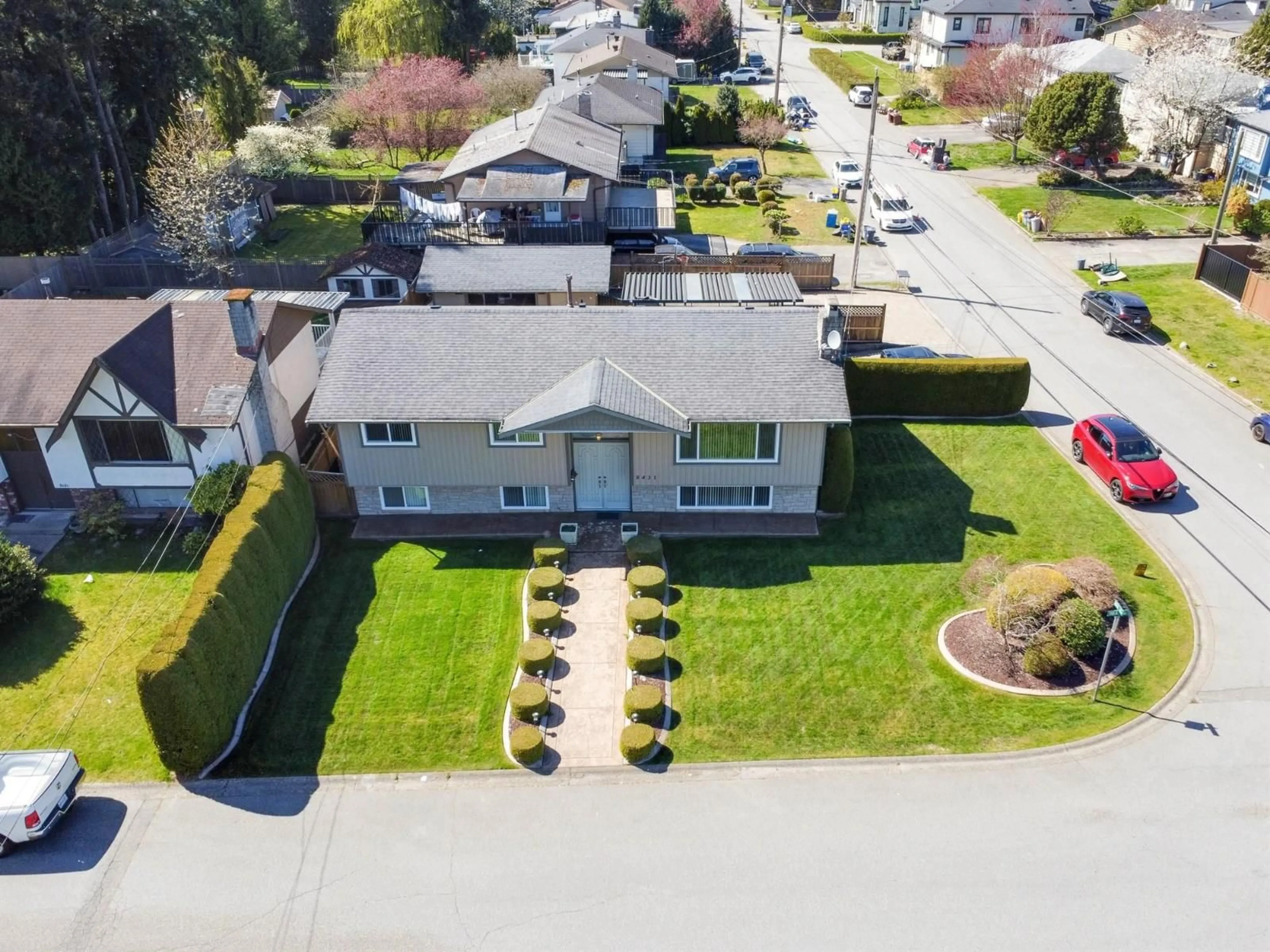 A pic from outside/outdoor area/front of a property/back of a property/a pic from drone, street for 8431 118A STREET, Delta British Columbia V4C6K7