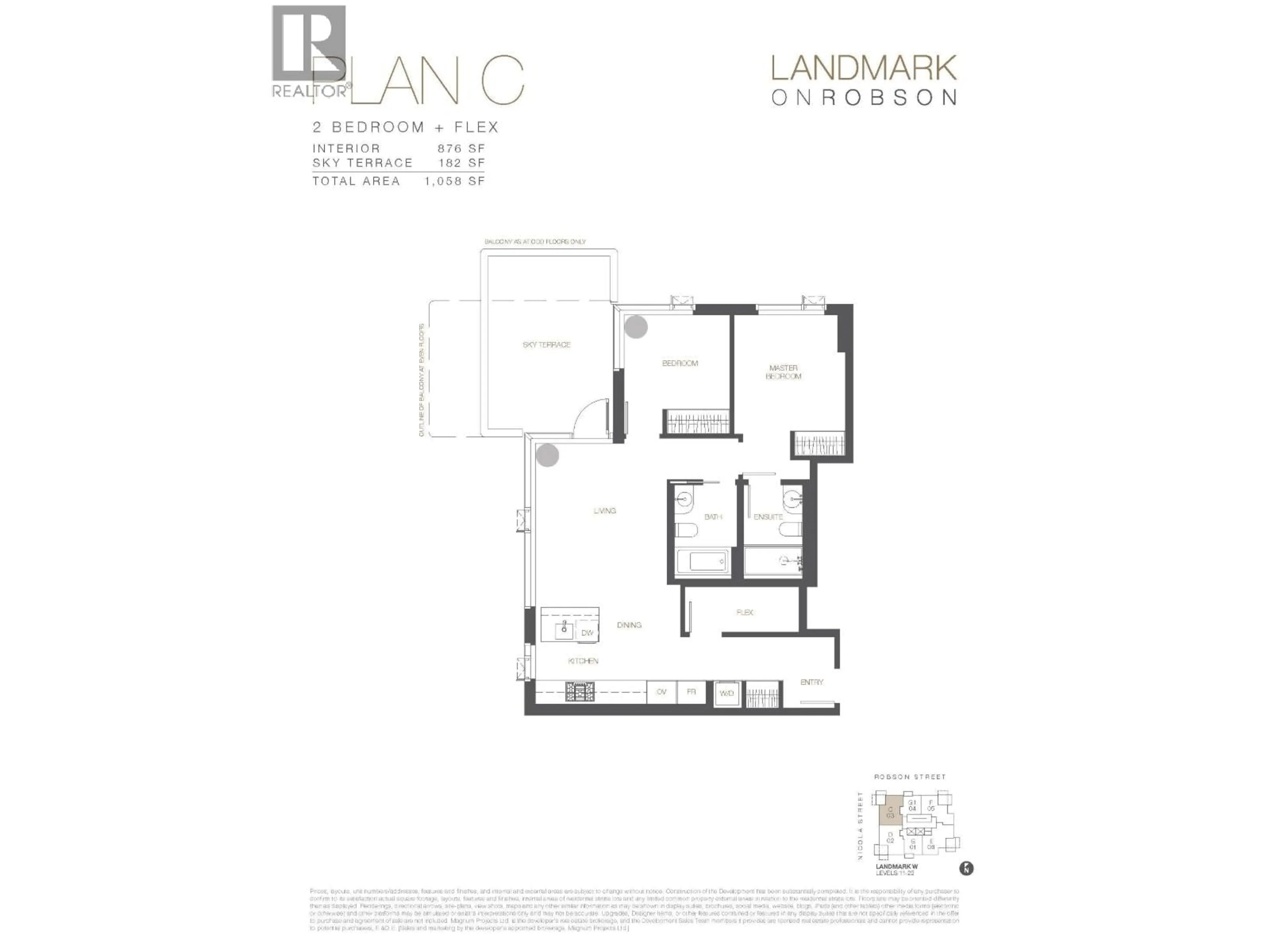 Floor plan for 1203 - 1482 ROBSON STREET, Vancouver British Columbia V6G0E4
