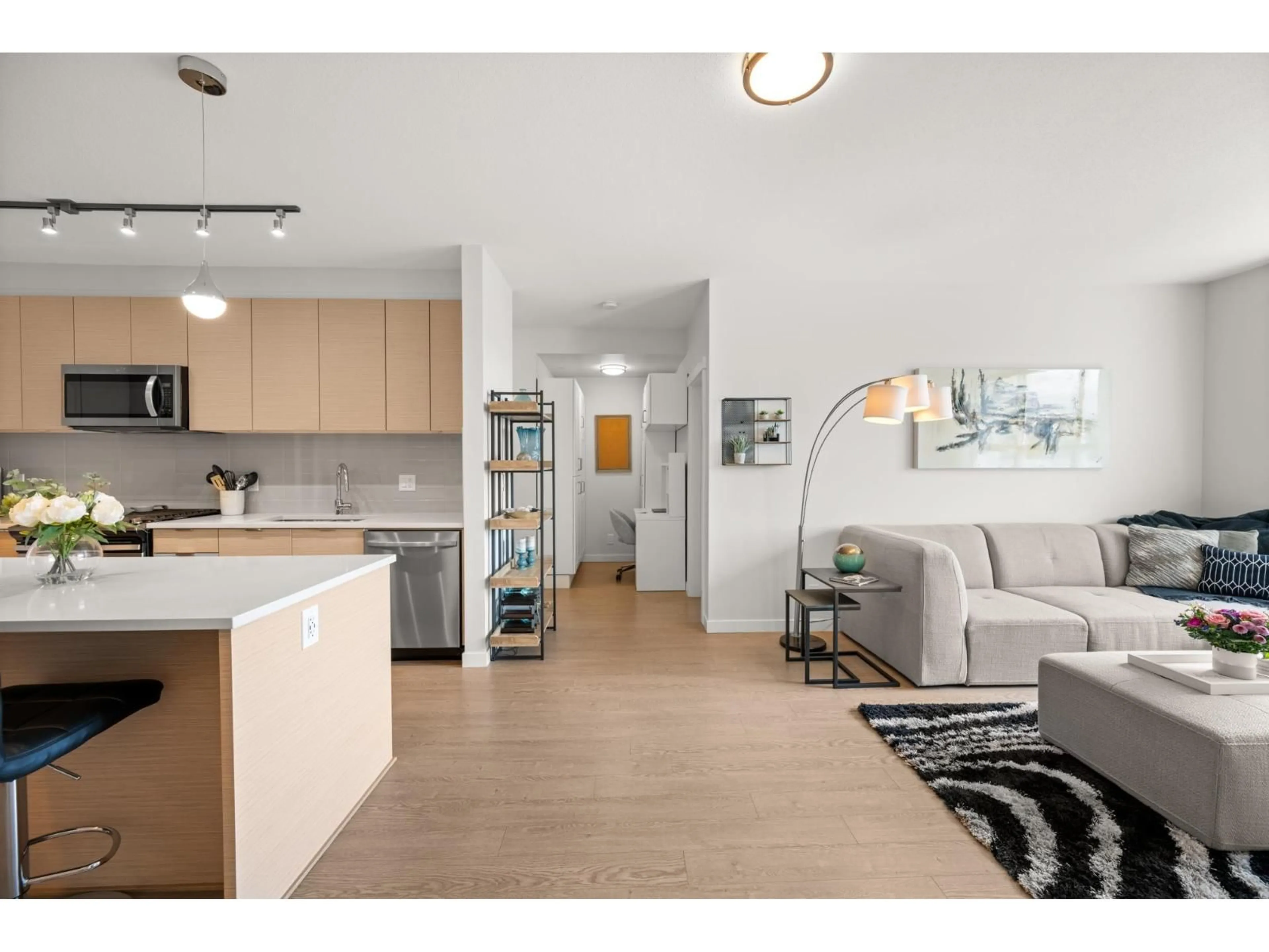 Open concept kitchen, wood/laminate floor for C504 - 8150 207 STREET, Langley British Columbia V2Y4J4