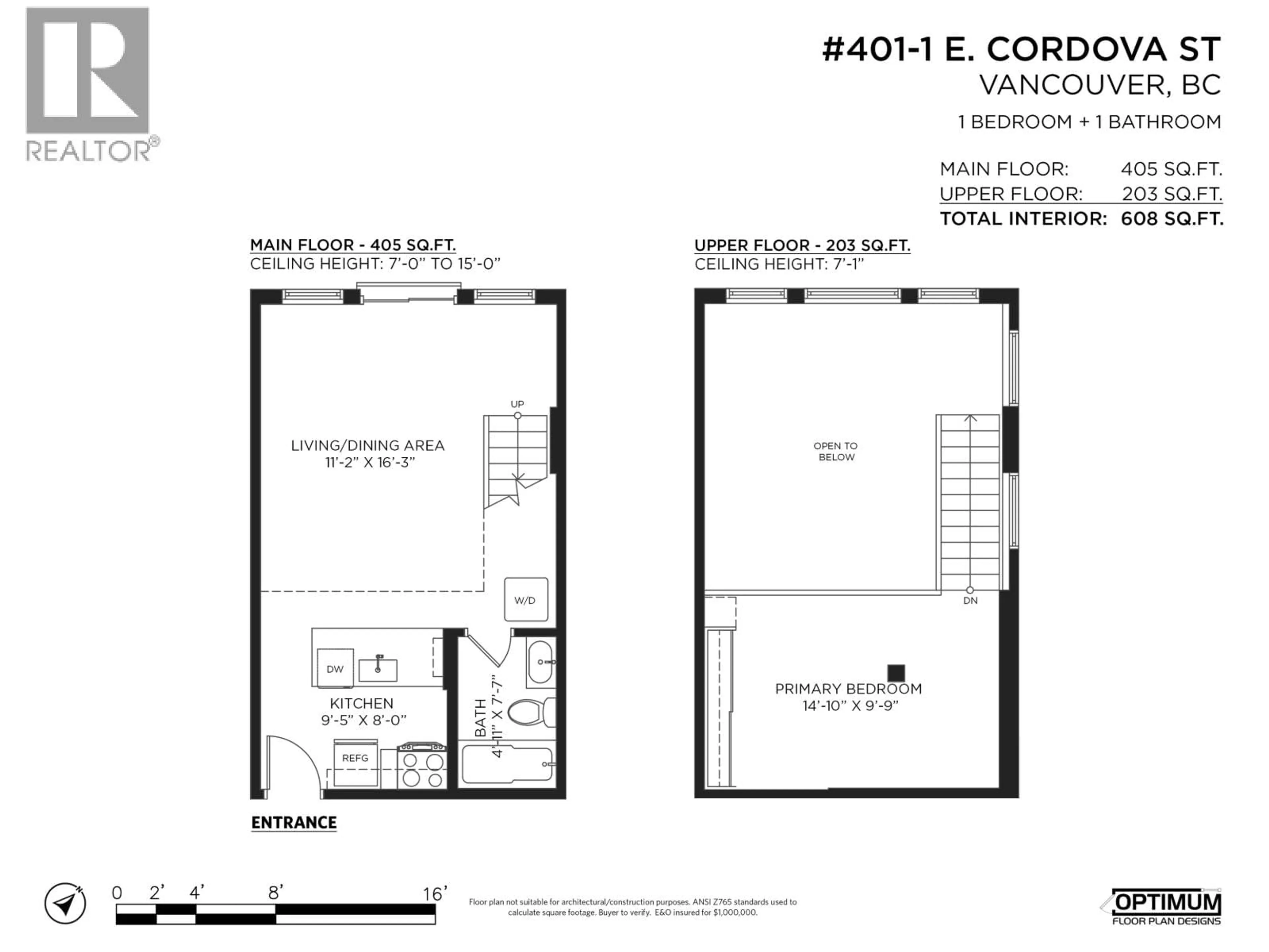 Floor plan for 401 - 1 CORDOVA STREET, Vancouver British Columbia V6A4M3