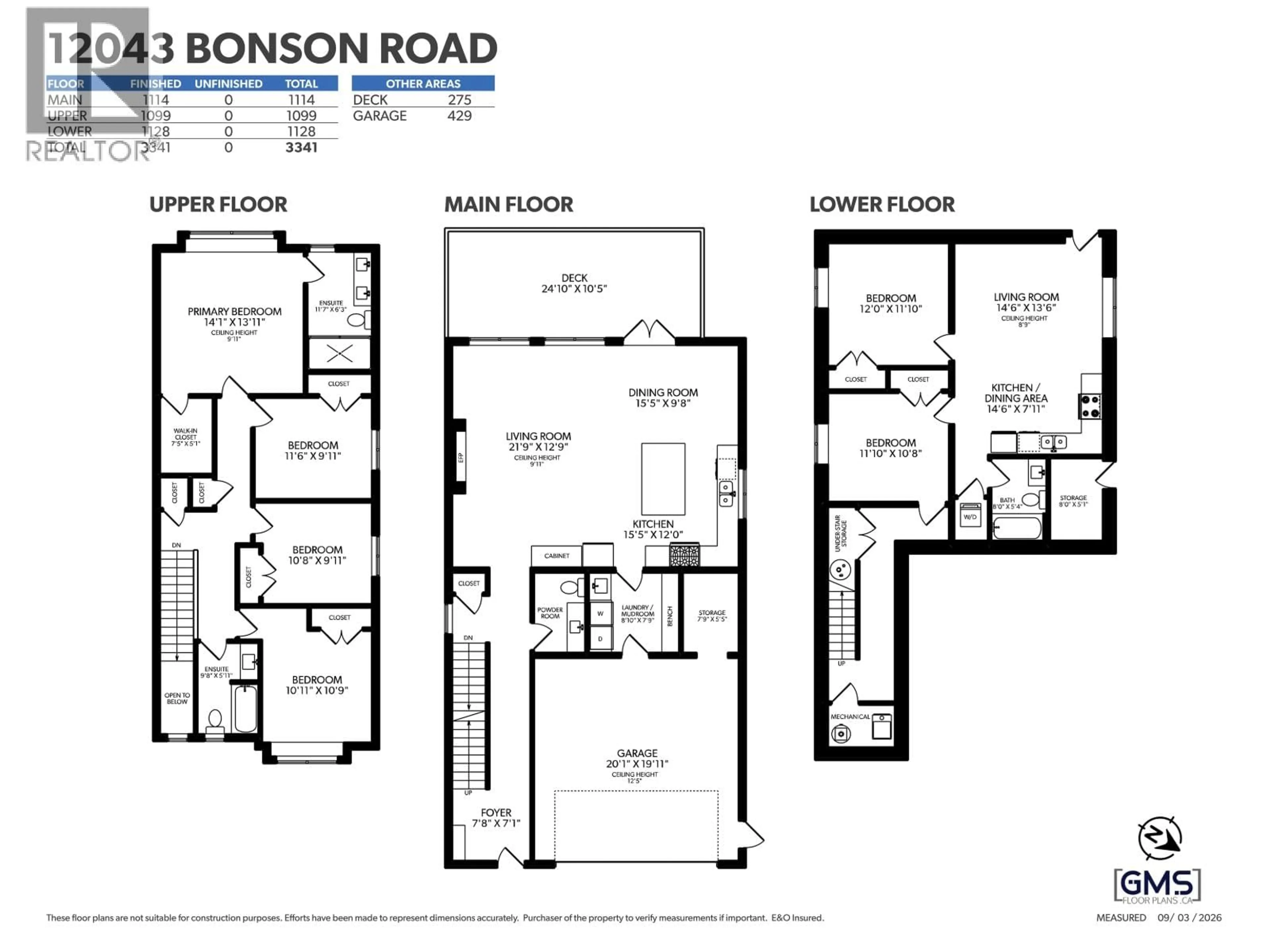 Floor plan for 12043 BONSON ROAD, Pitt Meadows British Columbia V3Y1K6