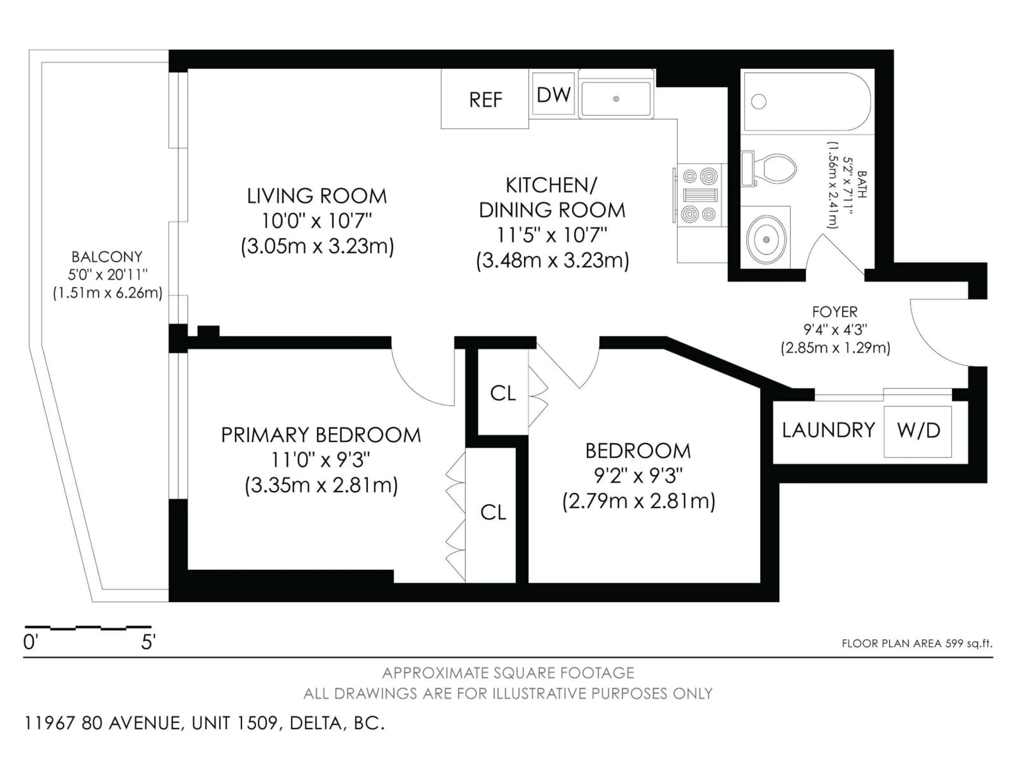 Floor plan for 1509 - 11967 80 AVENUE, Delta British Columbia V4C0E2