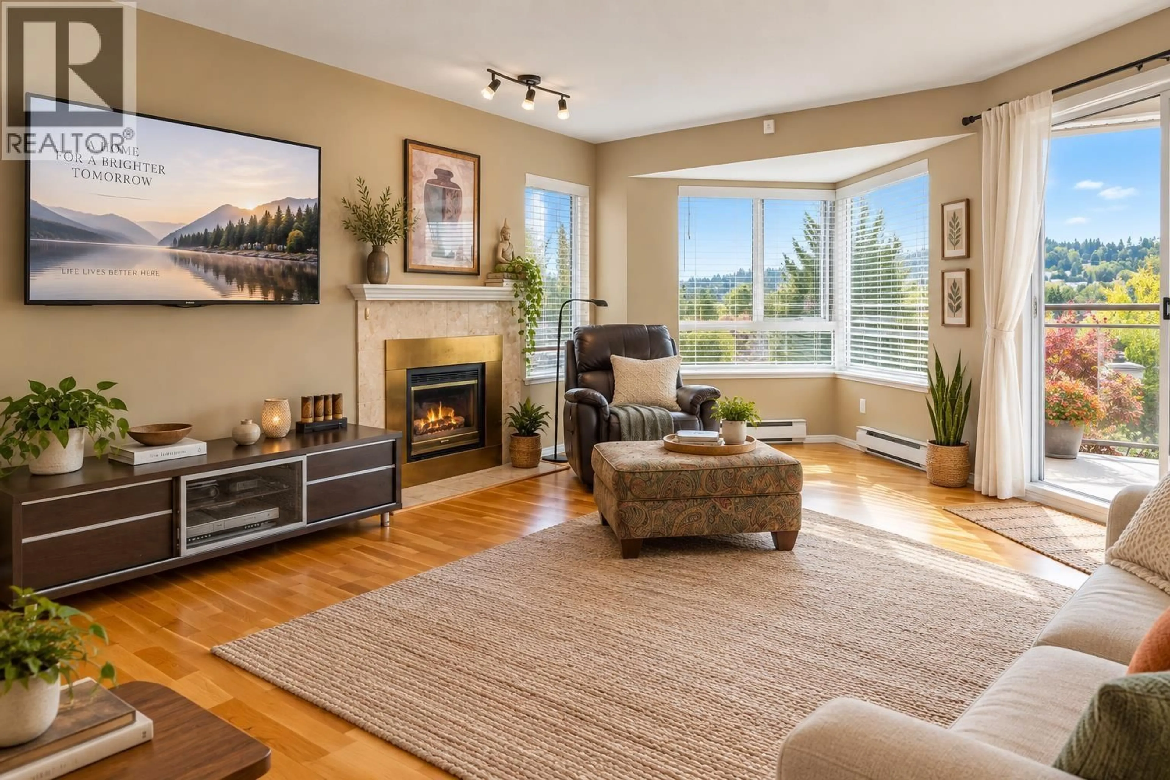 Living room with furniture, wood/laminate floor for 406 - 1215 LANSDOWNE DRIVE, Coquitlam British Columbia V3E2P2