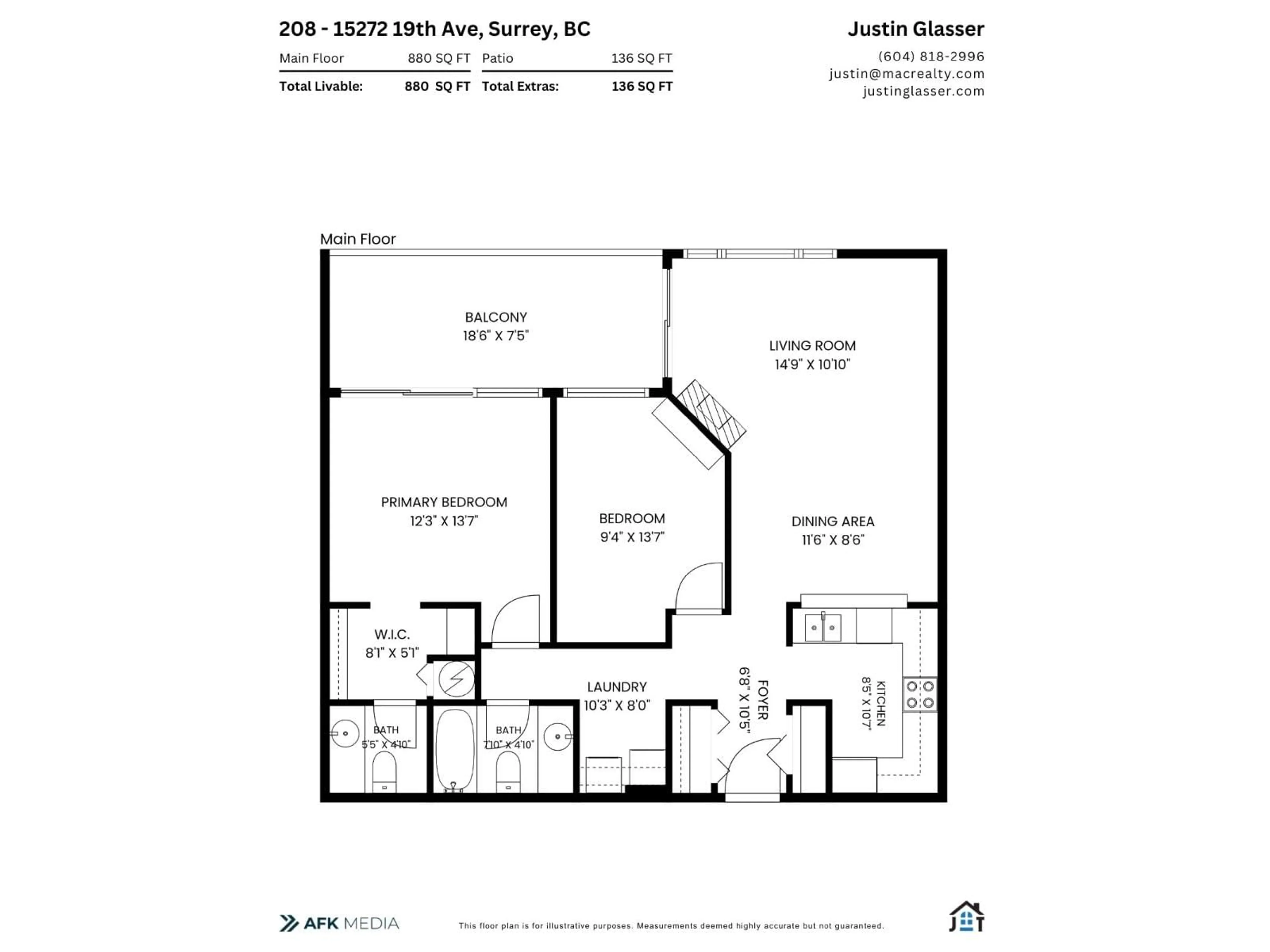 Floor plan for 208 - 15272 19 AVENUE, Surrey British Columbia V4A1X6