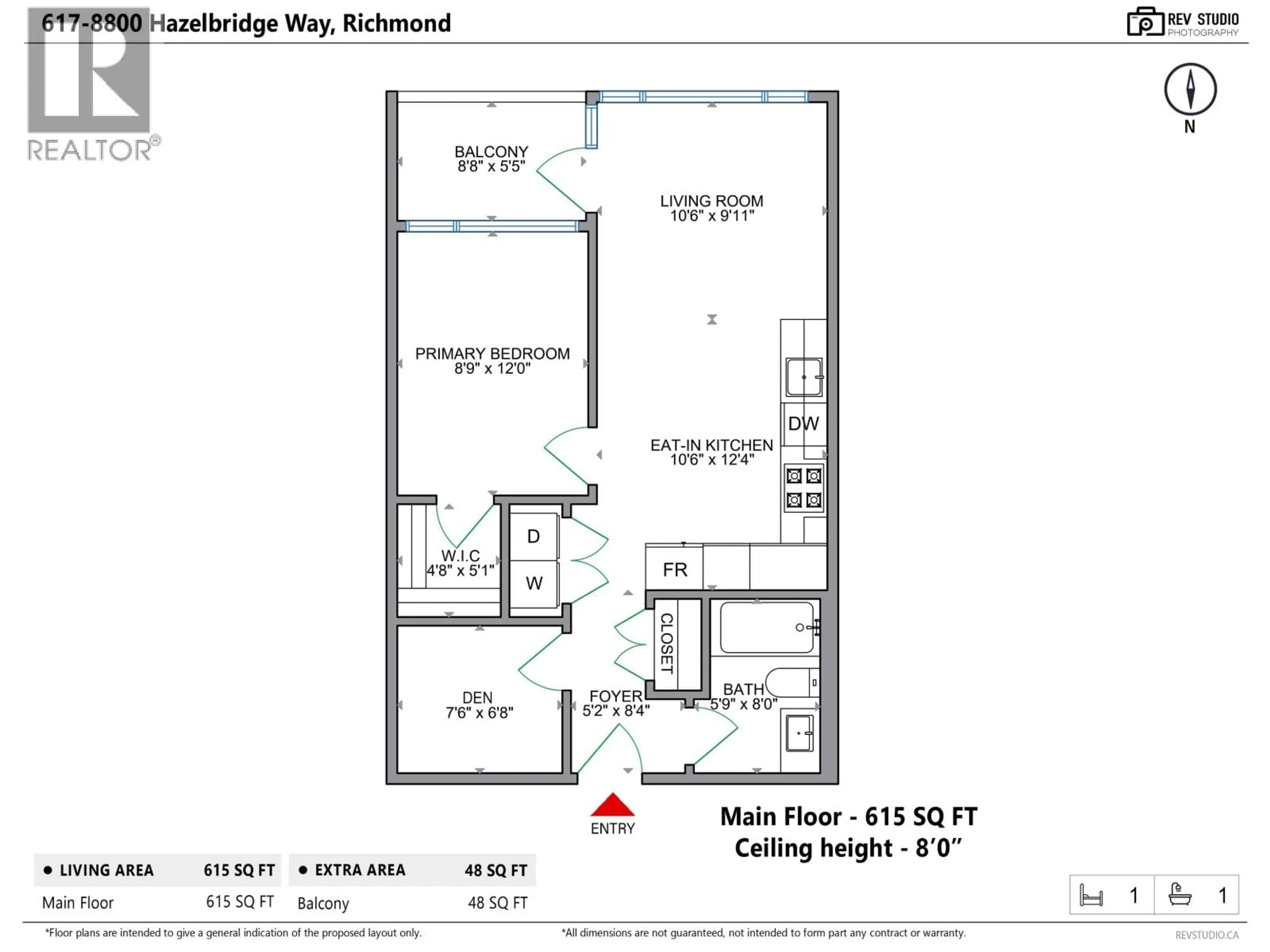 Floor plan for 617 - 8800 HAZELBRIDGE WAY, Richmond British Columbia V6X0S3