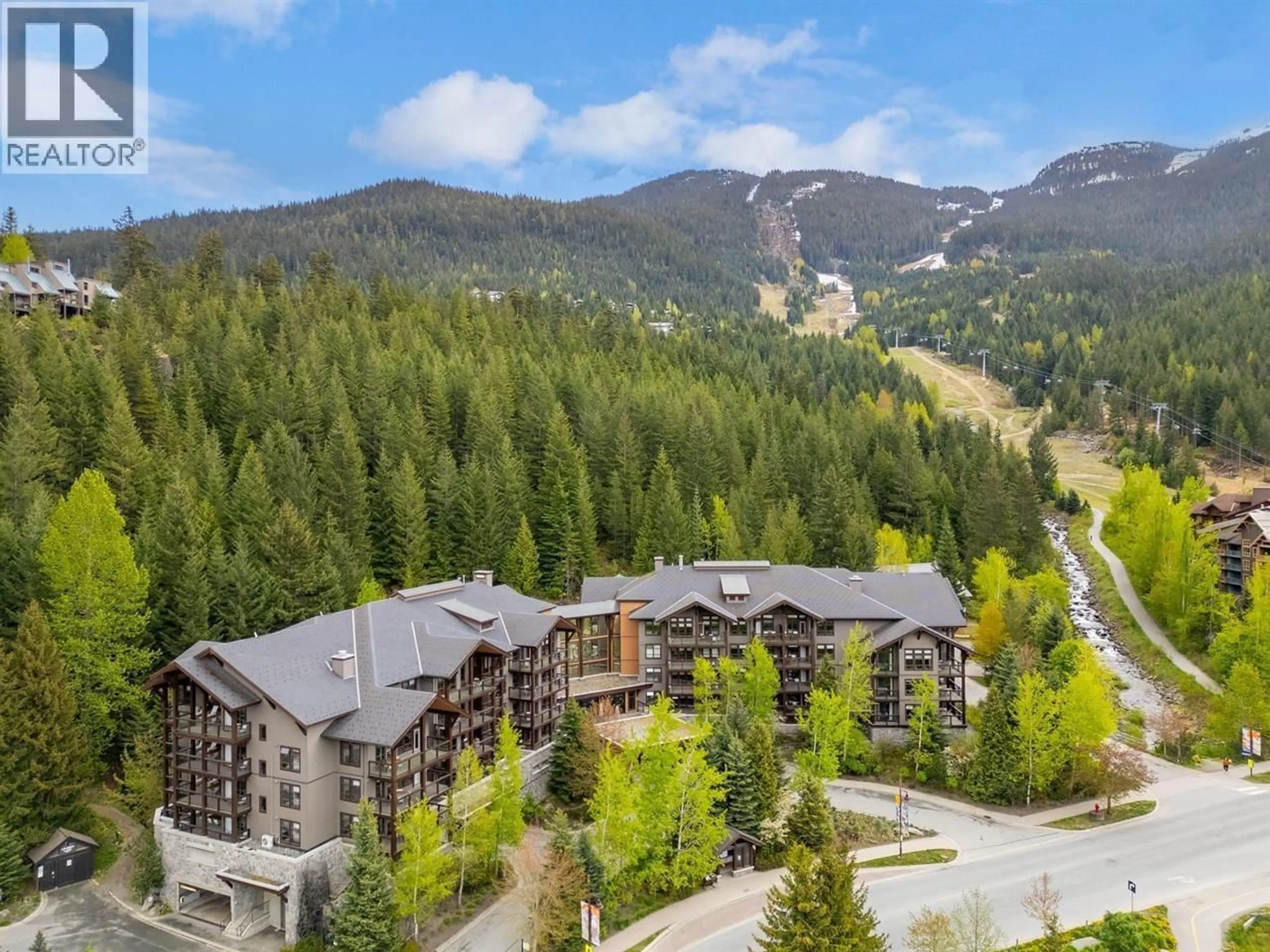 A pic from outside/outdoor area/front of a property/back of a property/a pic from drone, mountain view for 103B - 2020 LONDON LANE, Whistler British Columbia V0N1B2