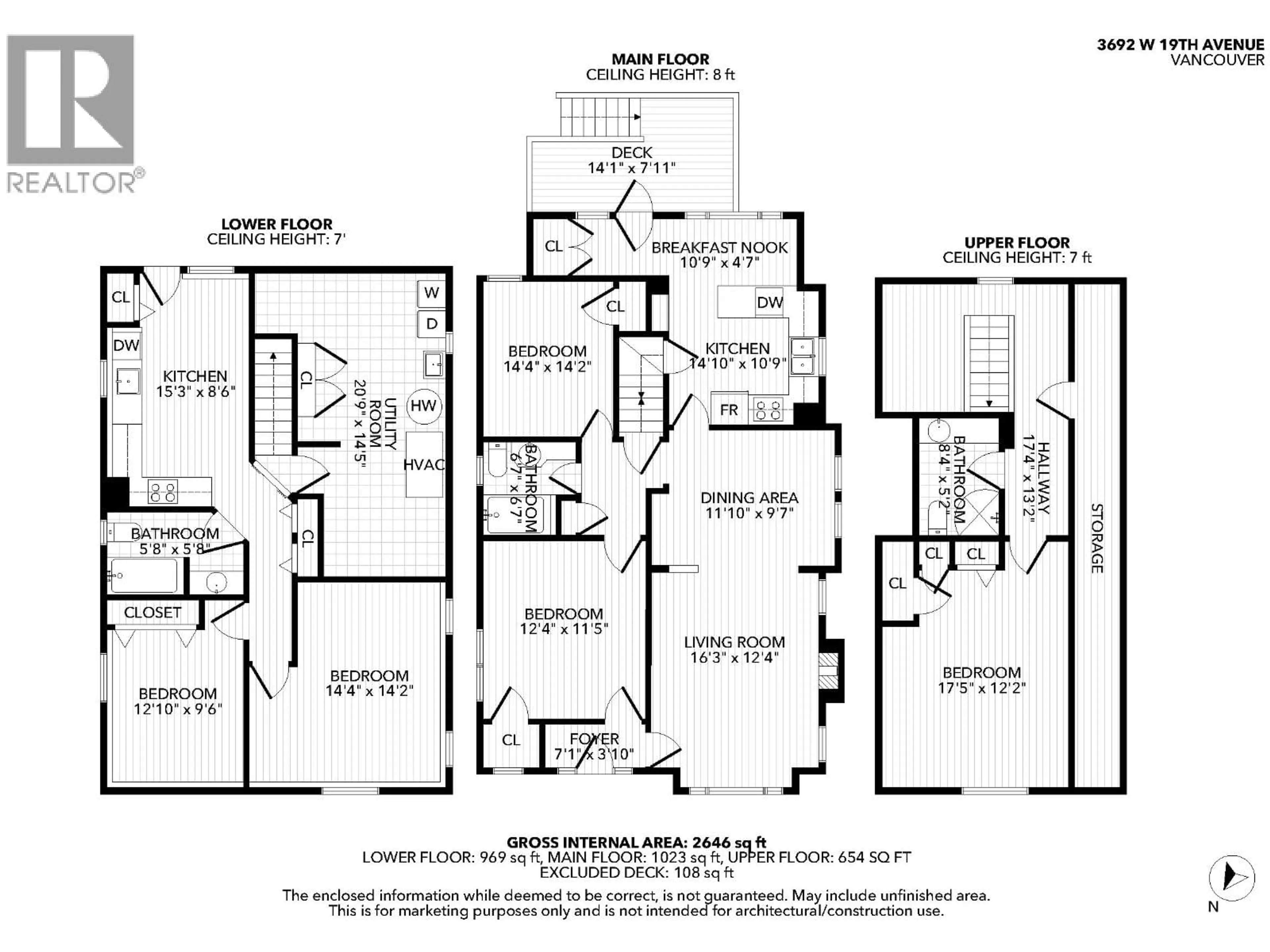Floor plan for 3692 19TH AVENUE, Vancouver British Columbia V6S1C6