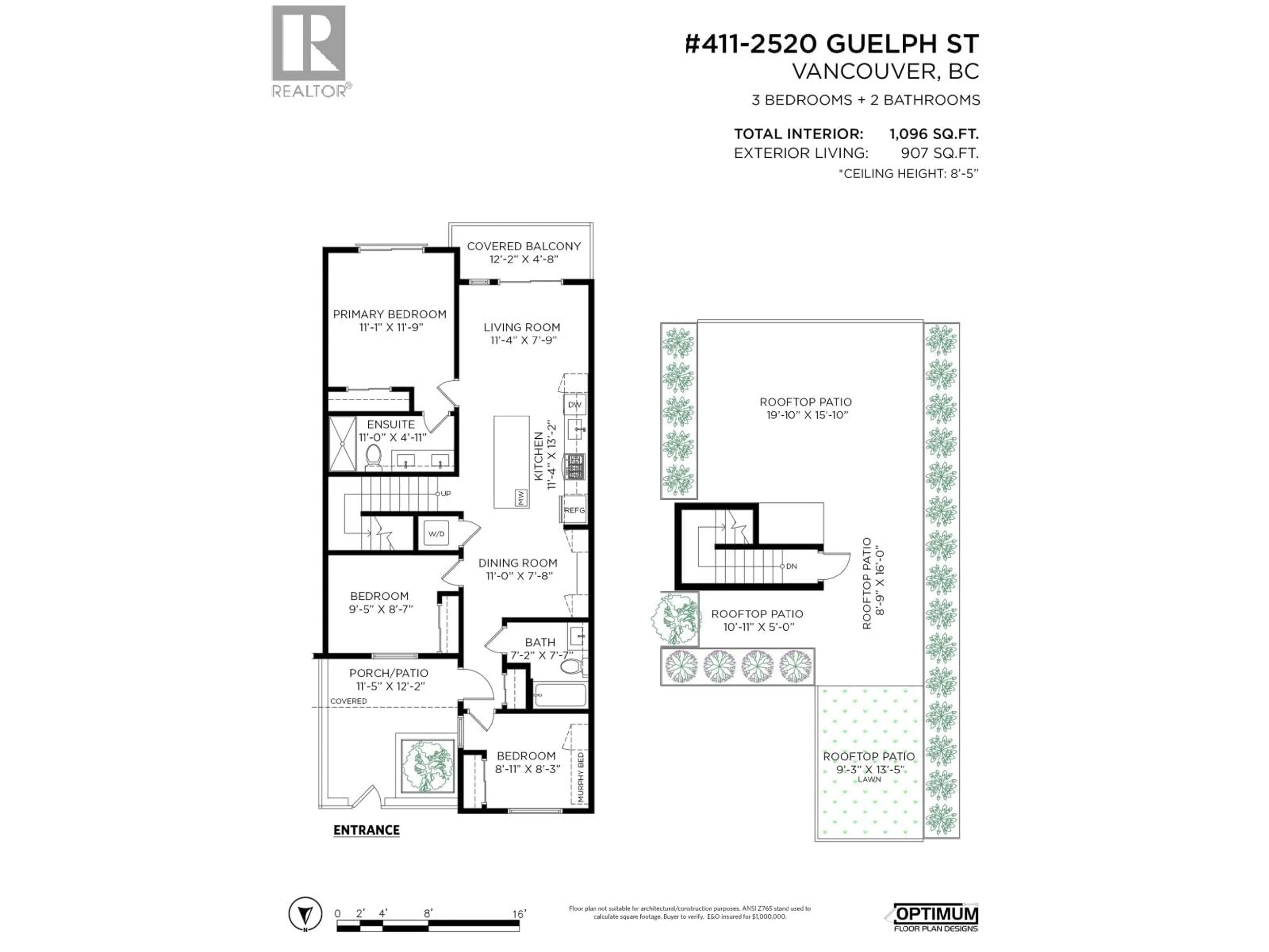 Floor plan for 411 - 2520 GUELPH STREET, Vancouver British Columbia V5T0K7