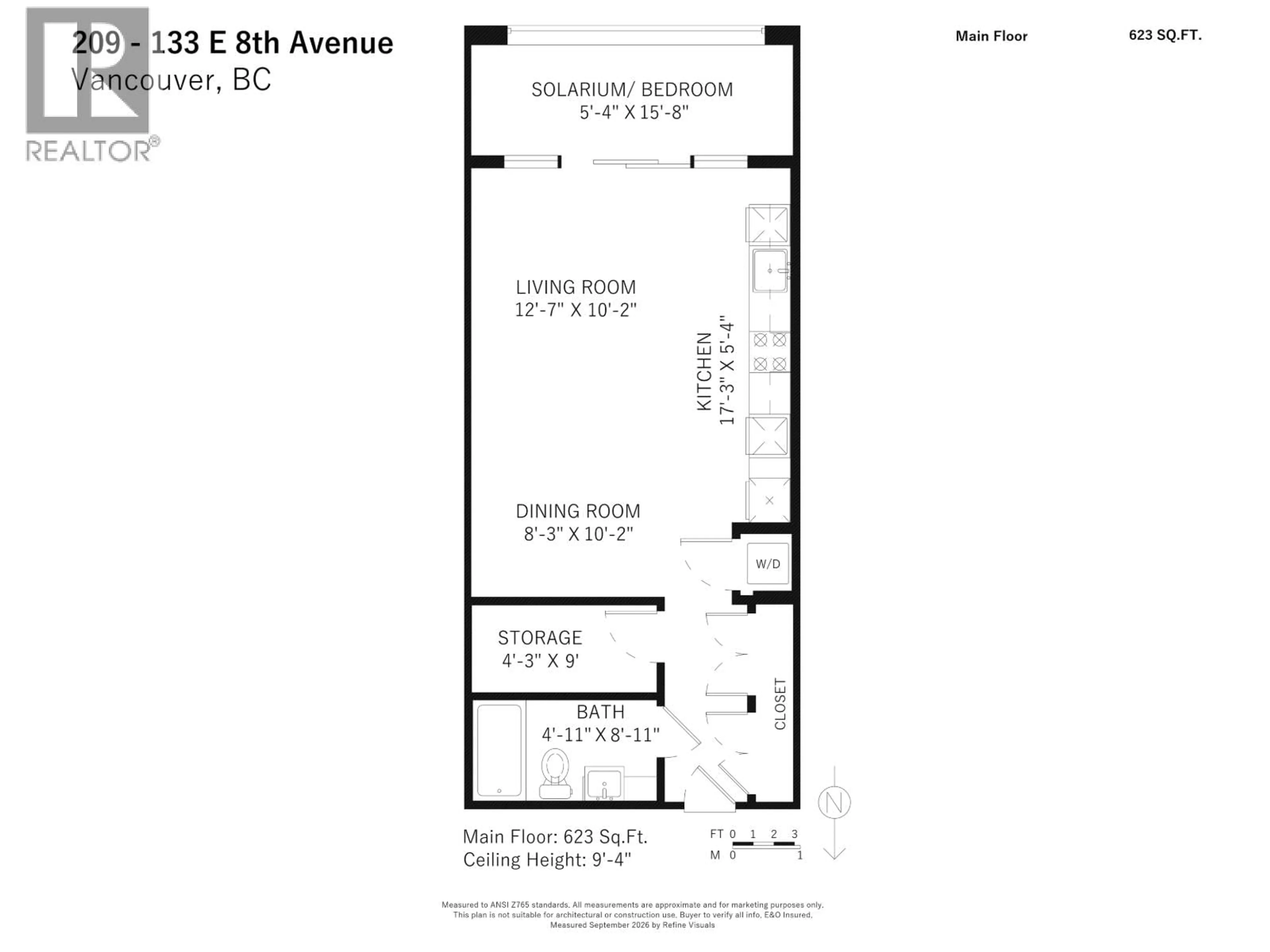 Floor plan for 209 - 133 8TH AVENUE, Vancouver British Columbia V5T1R8