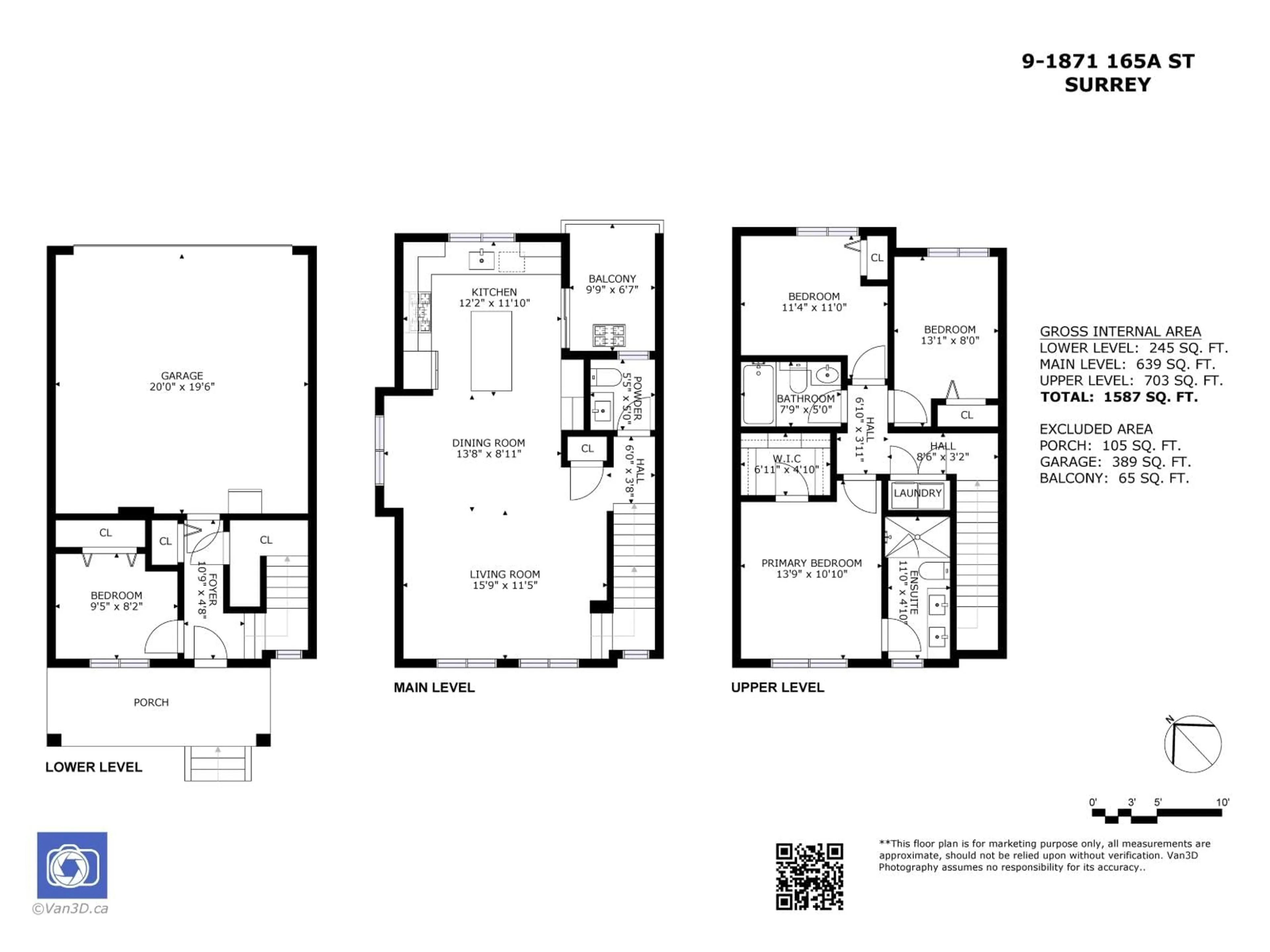 Floor plan for 9 - 1871 165A STREET, Surrey British Columbia V3Z9N3